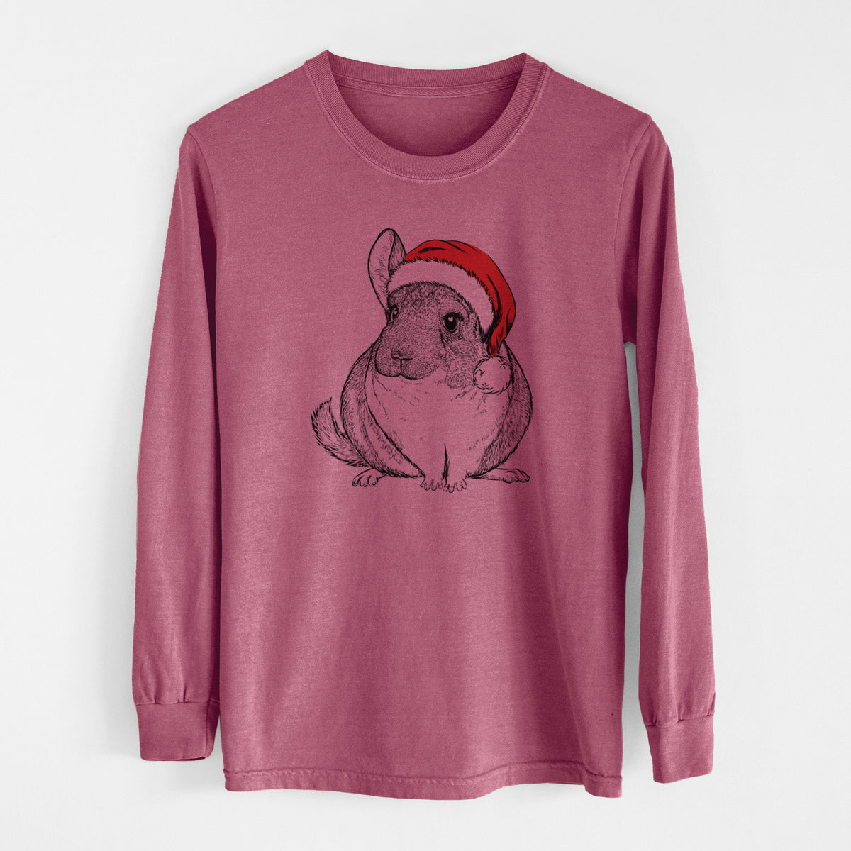 Santa Cheddar the Chinchilla - Men&#39;s Heavyweight 100% Cotton Long Sleeve