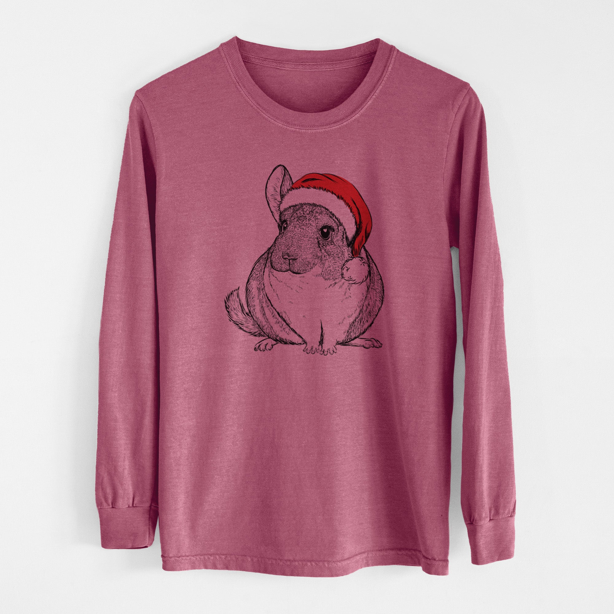 Santa Cheddar the Chinchilla - Men's Heavyweight 100% Cotton Long Sleeve