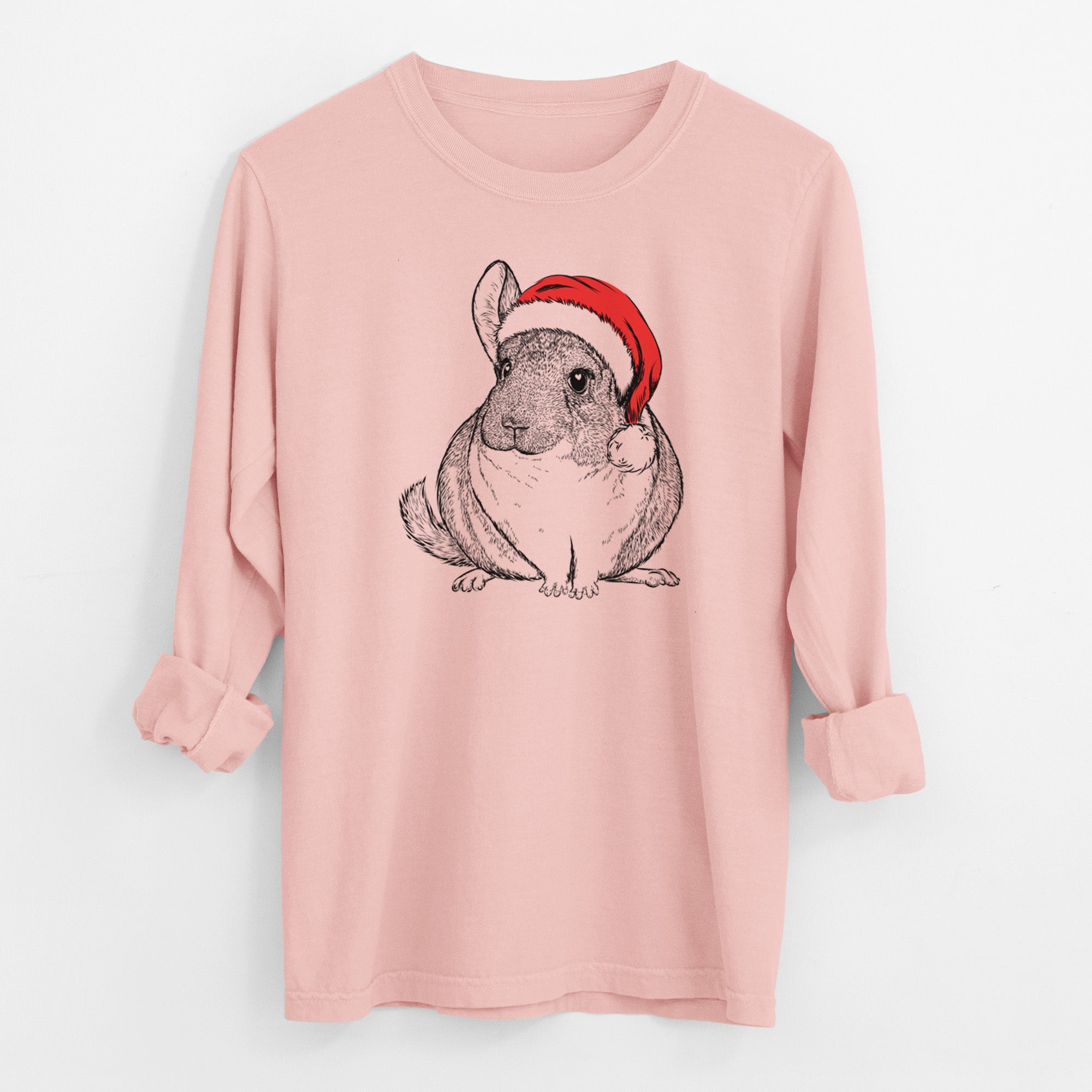 Santa Cheddar the Chinchilla - Men's Heavyweight 100% Cotton Long Sleeve