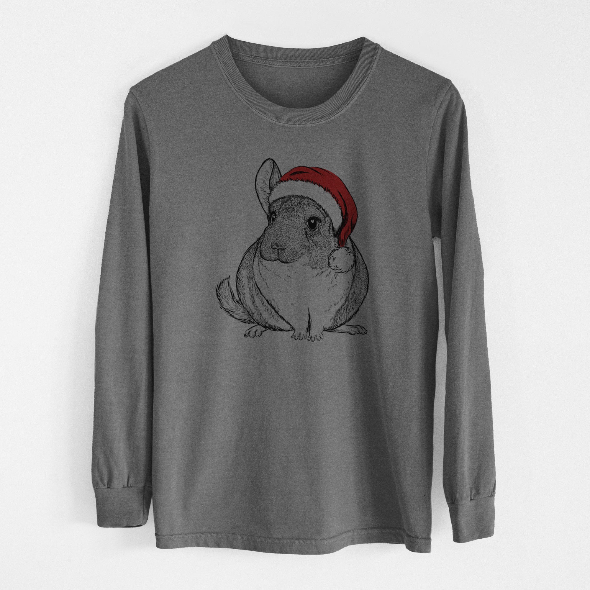 Santa Cheddar the Chinchilla - Men's Heavyweight 100% Cotton Long Sleeve