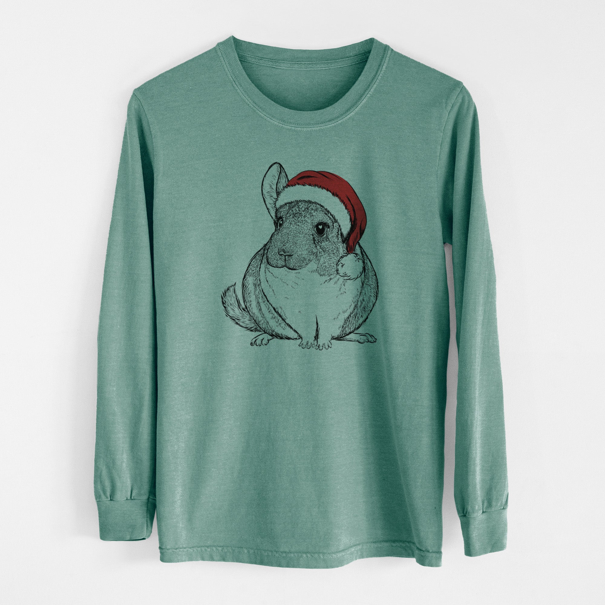 Santa Cheddar the Chinchilla - Men's Heavyweight 100% Cotton Long Sleeve