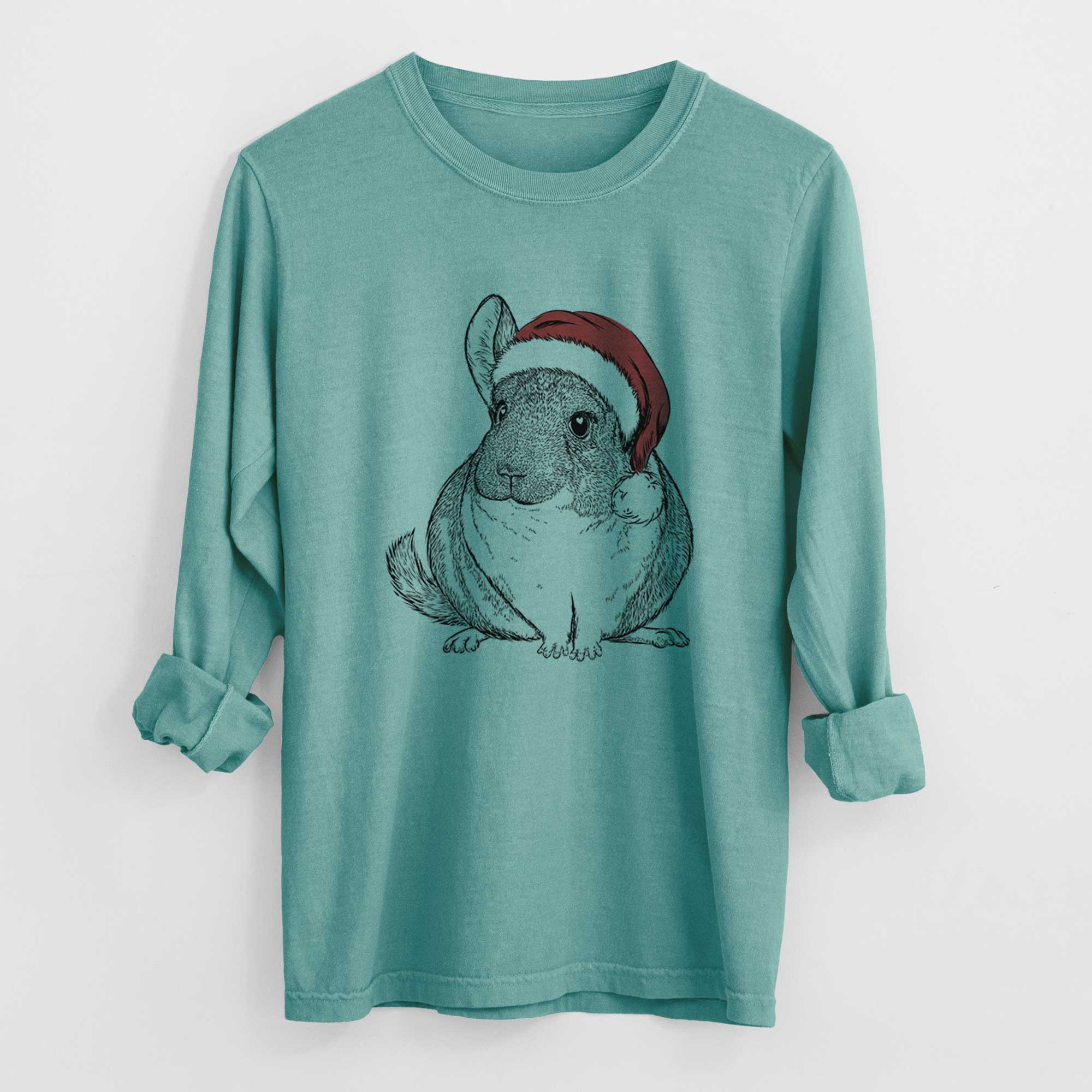 Santa Cheddar the Chinchilla - Men's Heavyweight 100% Cotton Long Sleeve