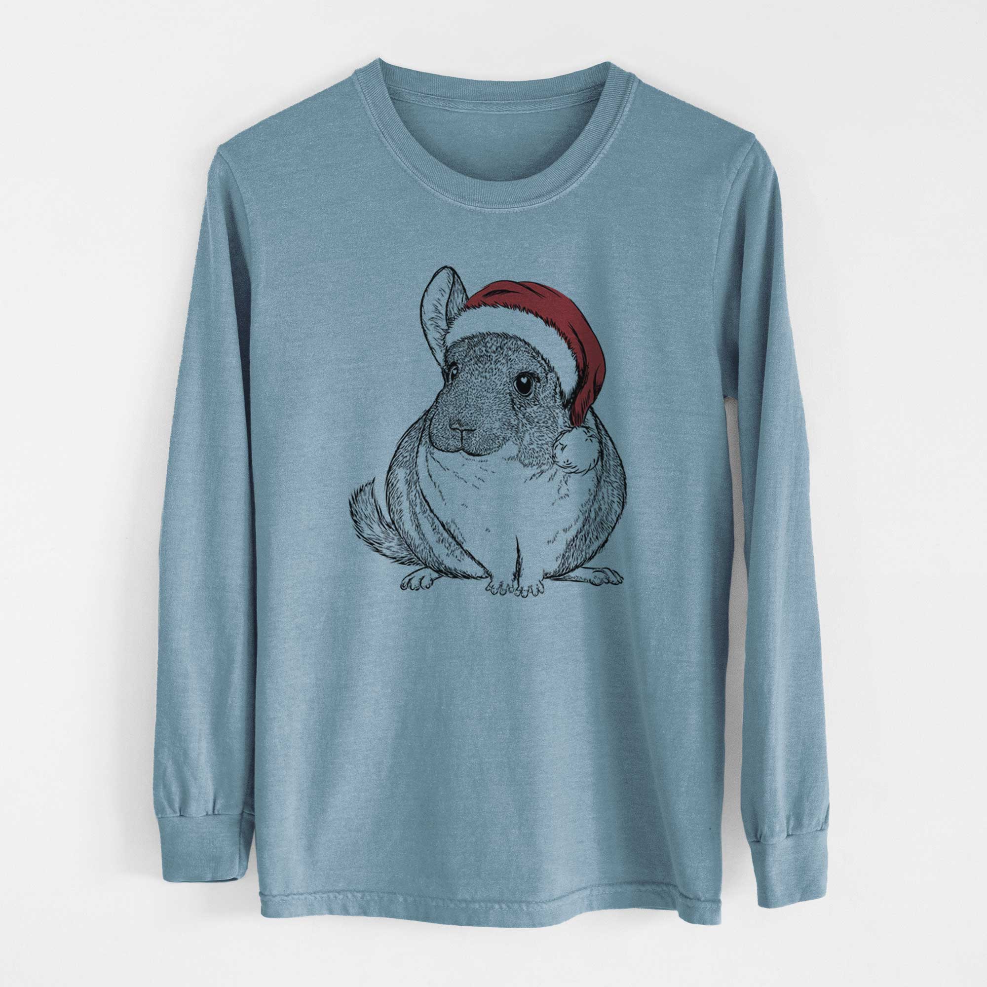 Santa Cheddar the Chinchilla - Men's Heavyweight 100% Cotton Long Sleeve