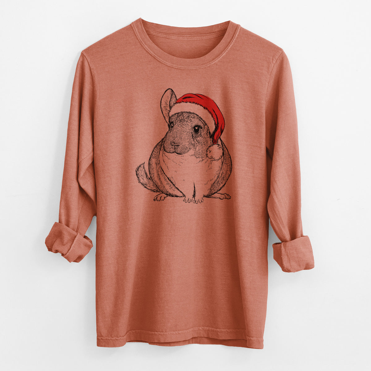 Santa Cheddar the Chinchilla - Men's Heavyweight 100% Cotton Long Sleeve