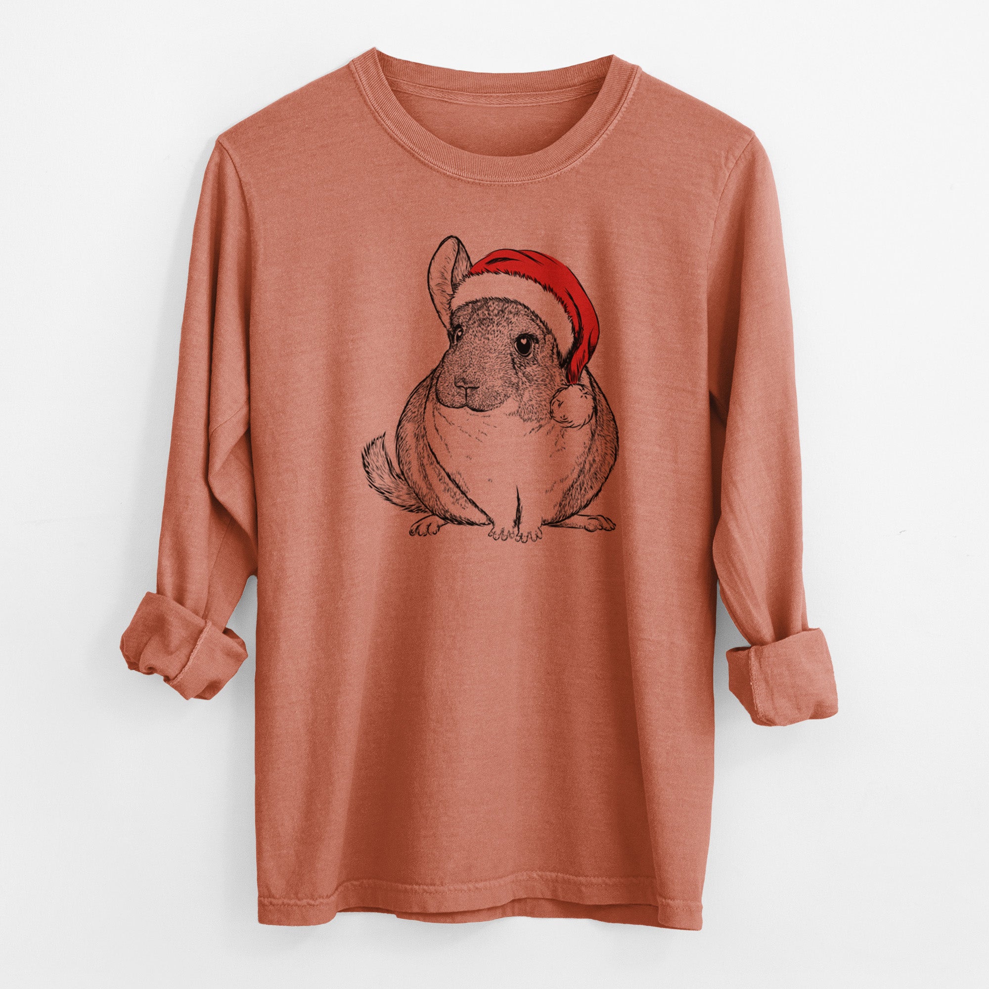 Santa Cheddar the Chinchilla - Men's Heavyweight 100% Cotton Long Sleeve