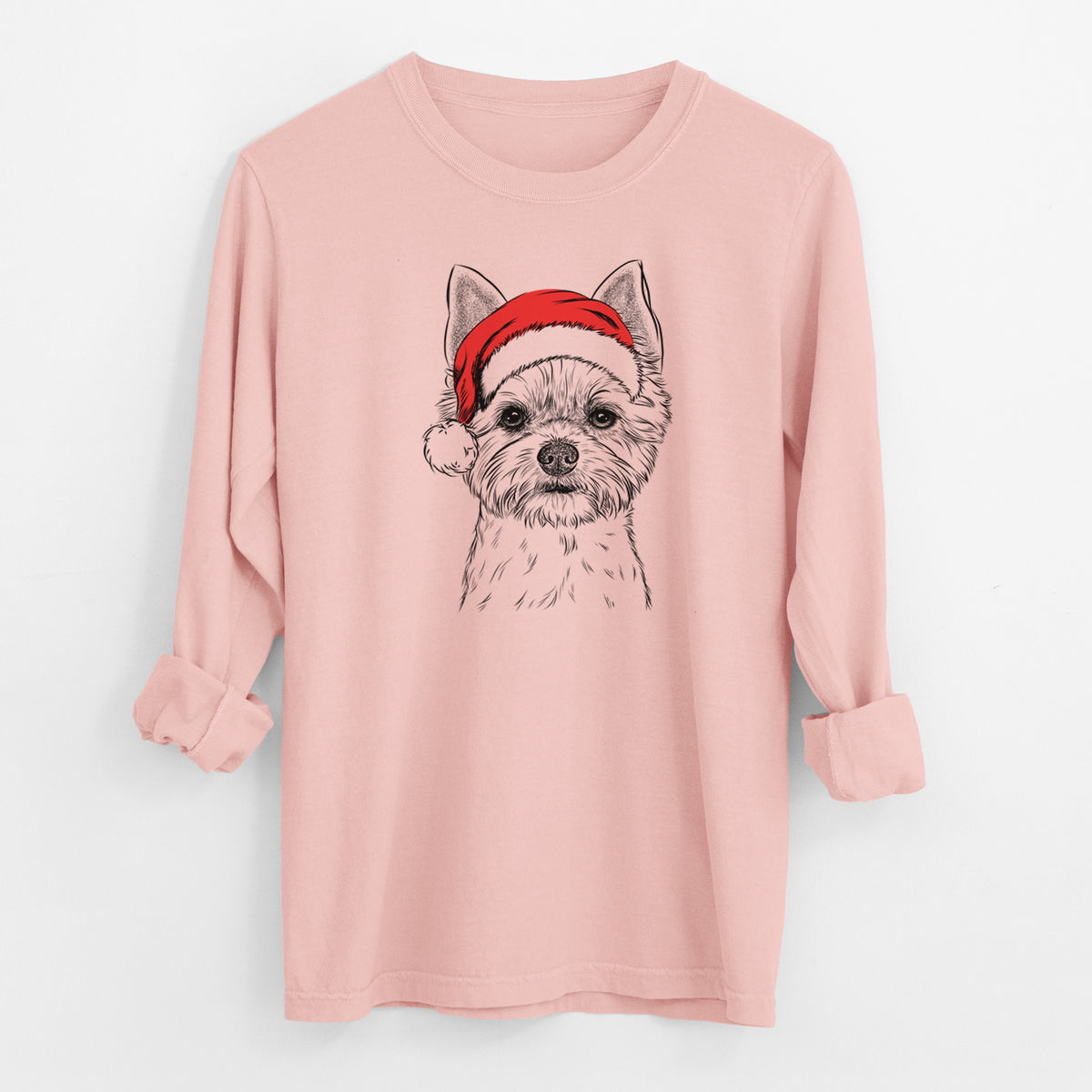 Santa Chewy the Yorkshire Terrier - Men's Heavyweight 100% Cotton Long Sleeve