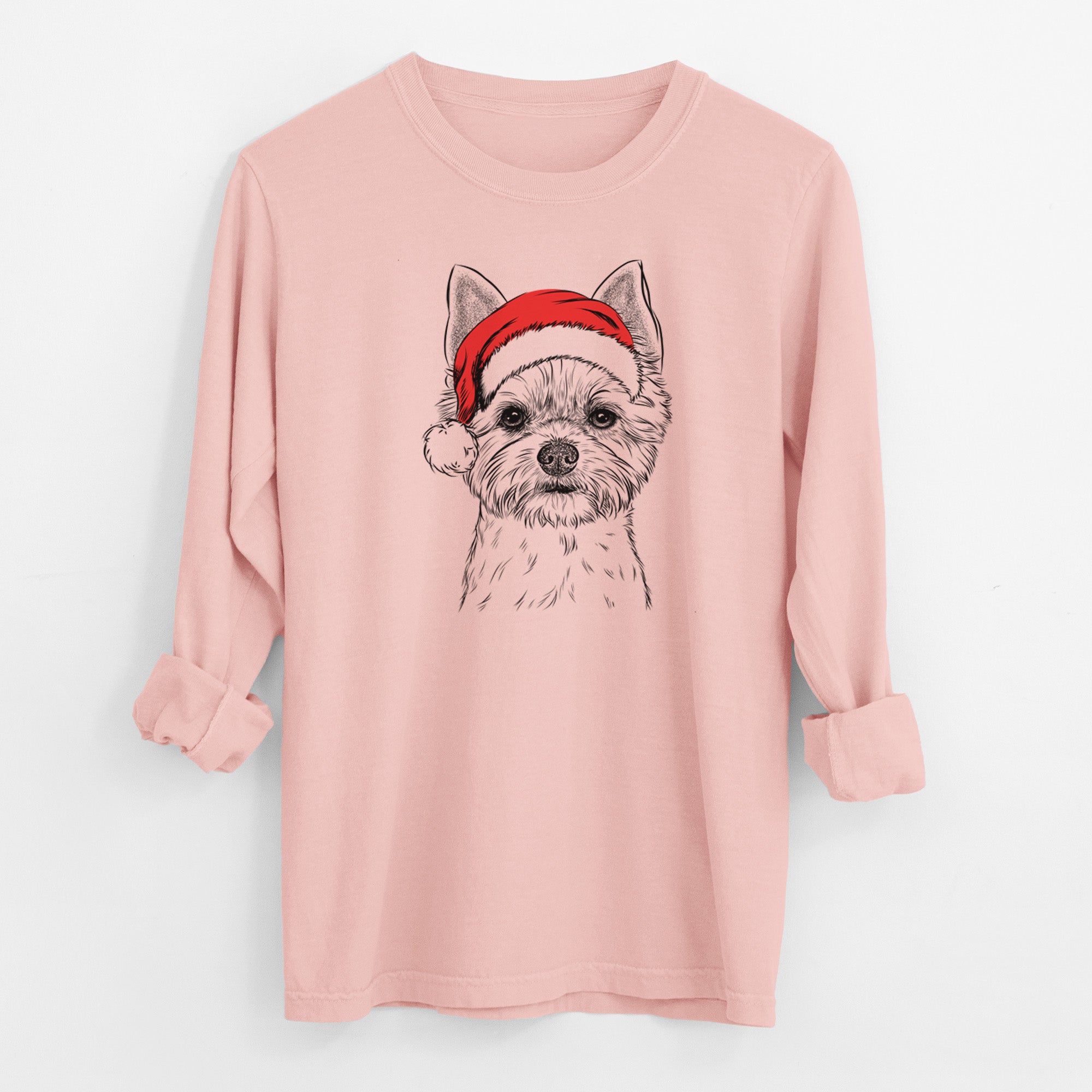 Santa Chewy the Yorkshire Terrier - Men's Heavyweight 100% Cotton Long Sleeve