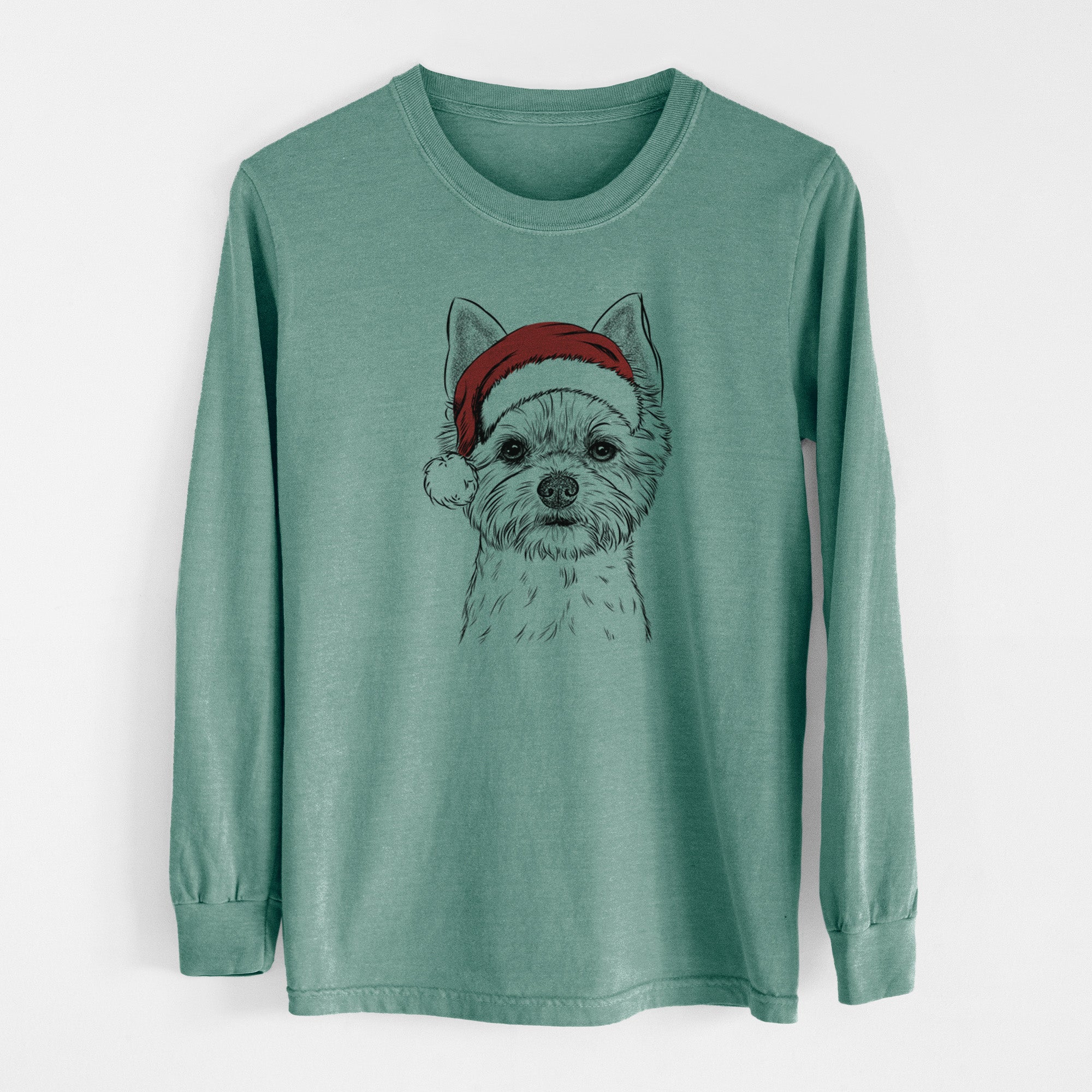 Santa Chewy the Yorkshire Terrier - Men's Heavyweight 100% Cotton Long Sleeve