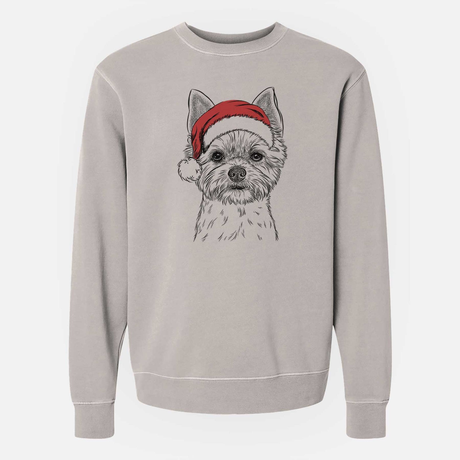 Santa Chewy the Yorkshire Terrier - Unisex Pigment Dyed Crew Sweatshirt