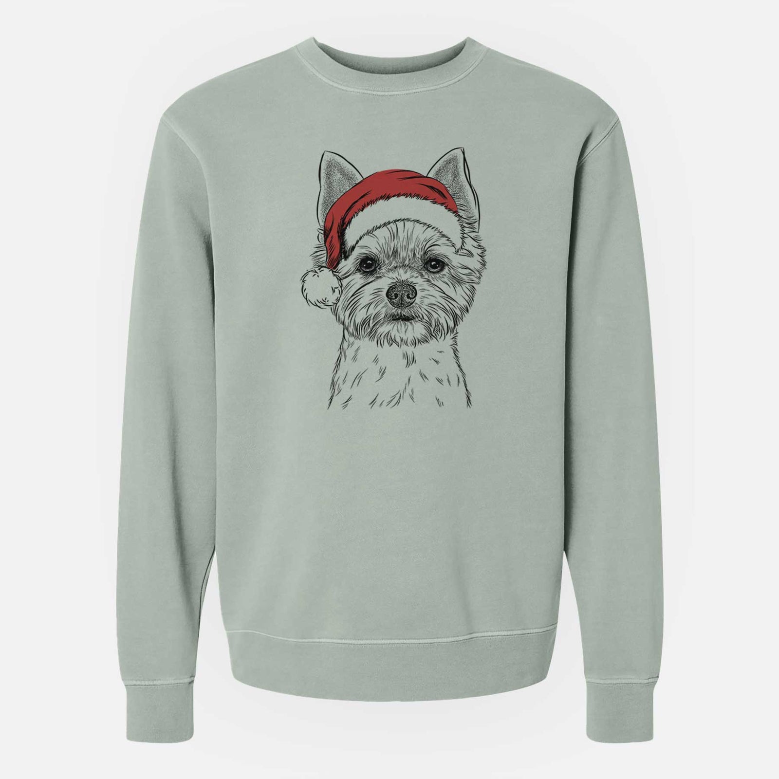 Santa Chewy the Yorkshire Terrier - Unisex Pigment Dyed Crew Sweatshirt