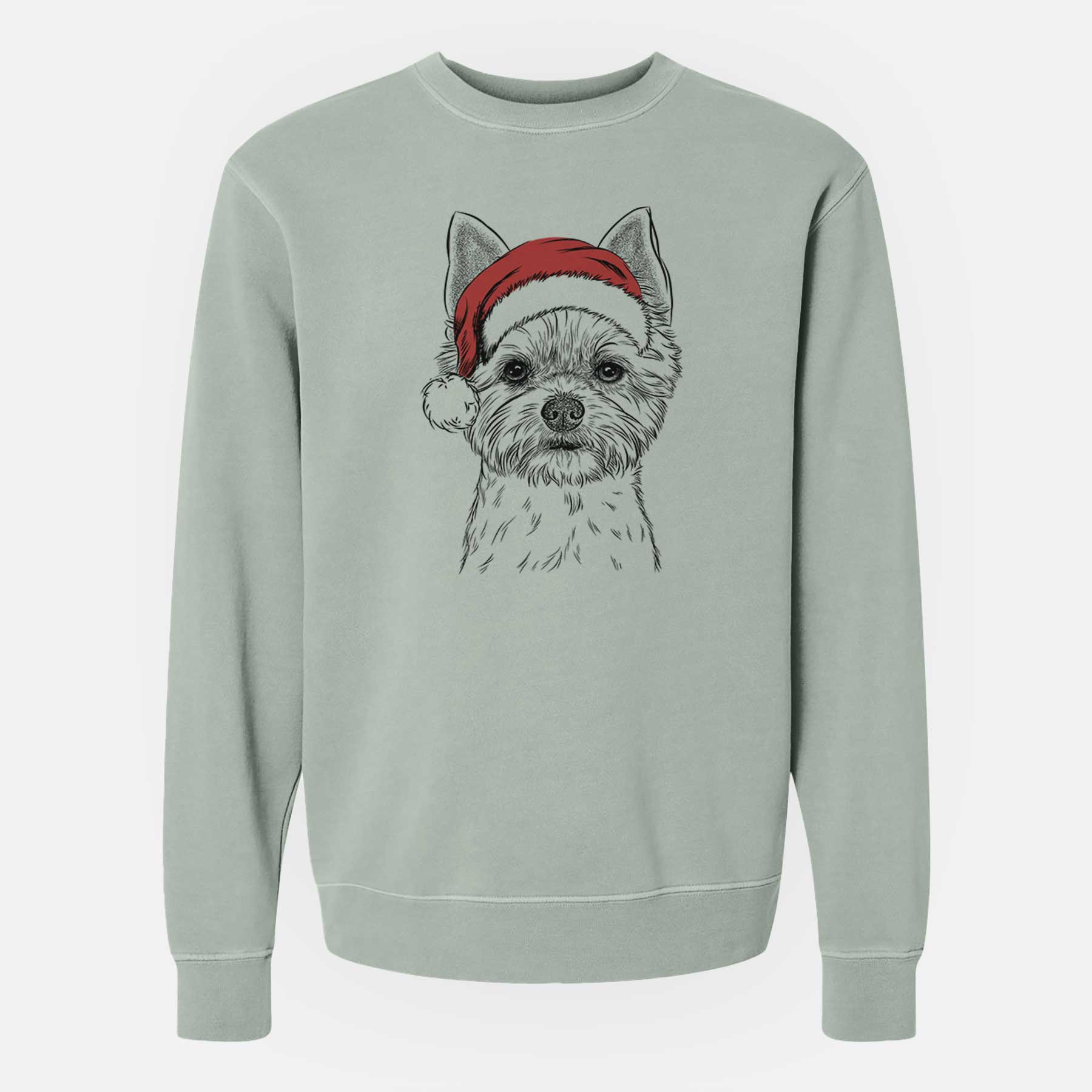 Santa Chewy the Yorkshire Terrier - Unisex Pigment Dyed Crew Sweatshirt