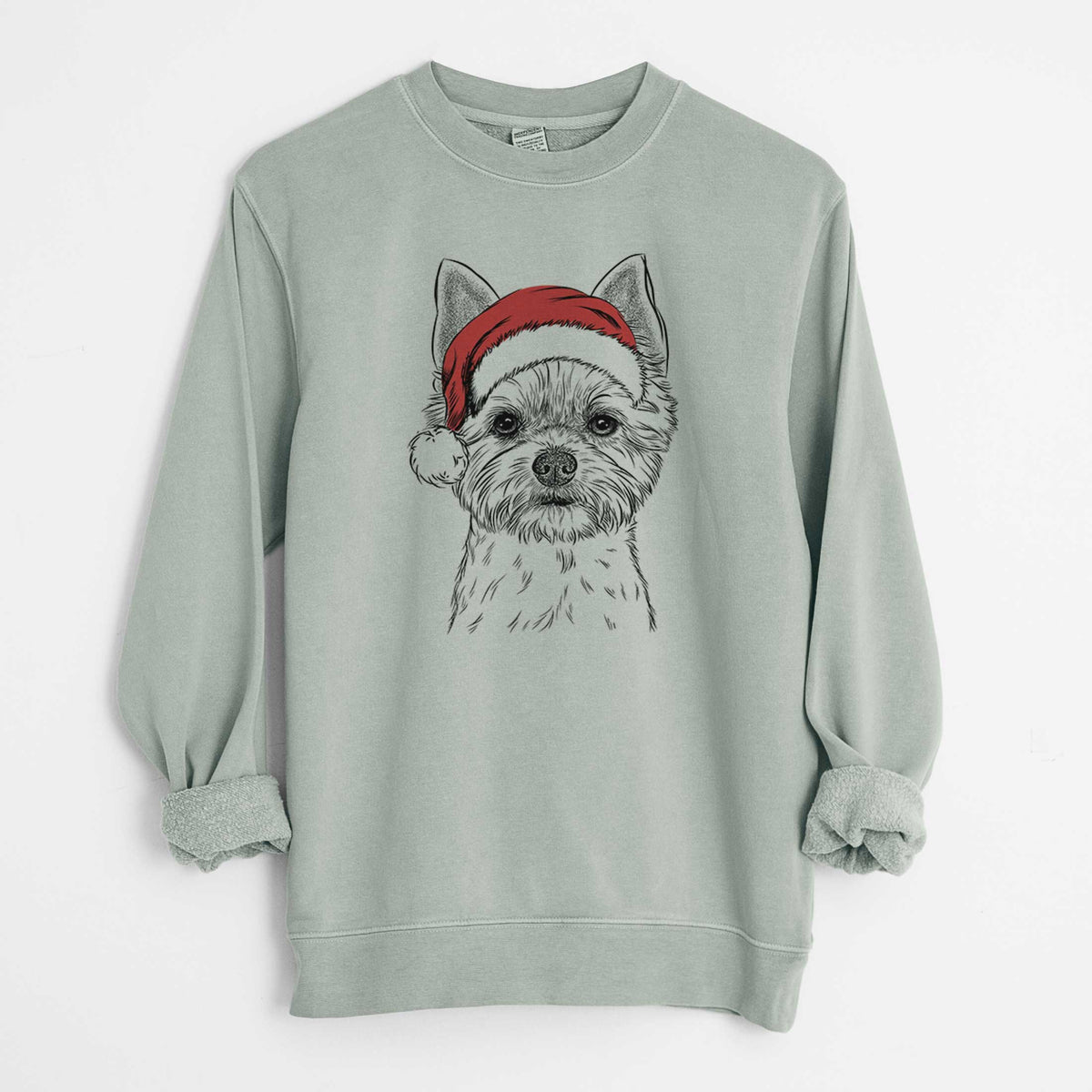 Santa Chewy the Yorkshire Terrier - Unisex Pigment Dyed Crew Sweatshirt