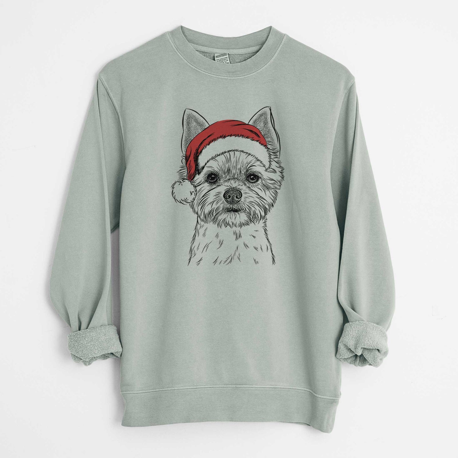Santa Chewy the Yorkshire Terrier - Unisex Pigment Dyed Crew Sweatshirt