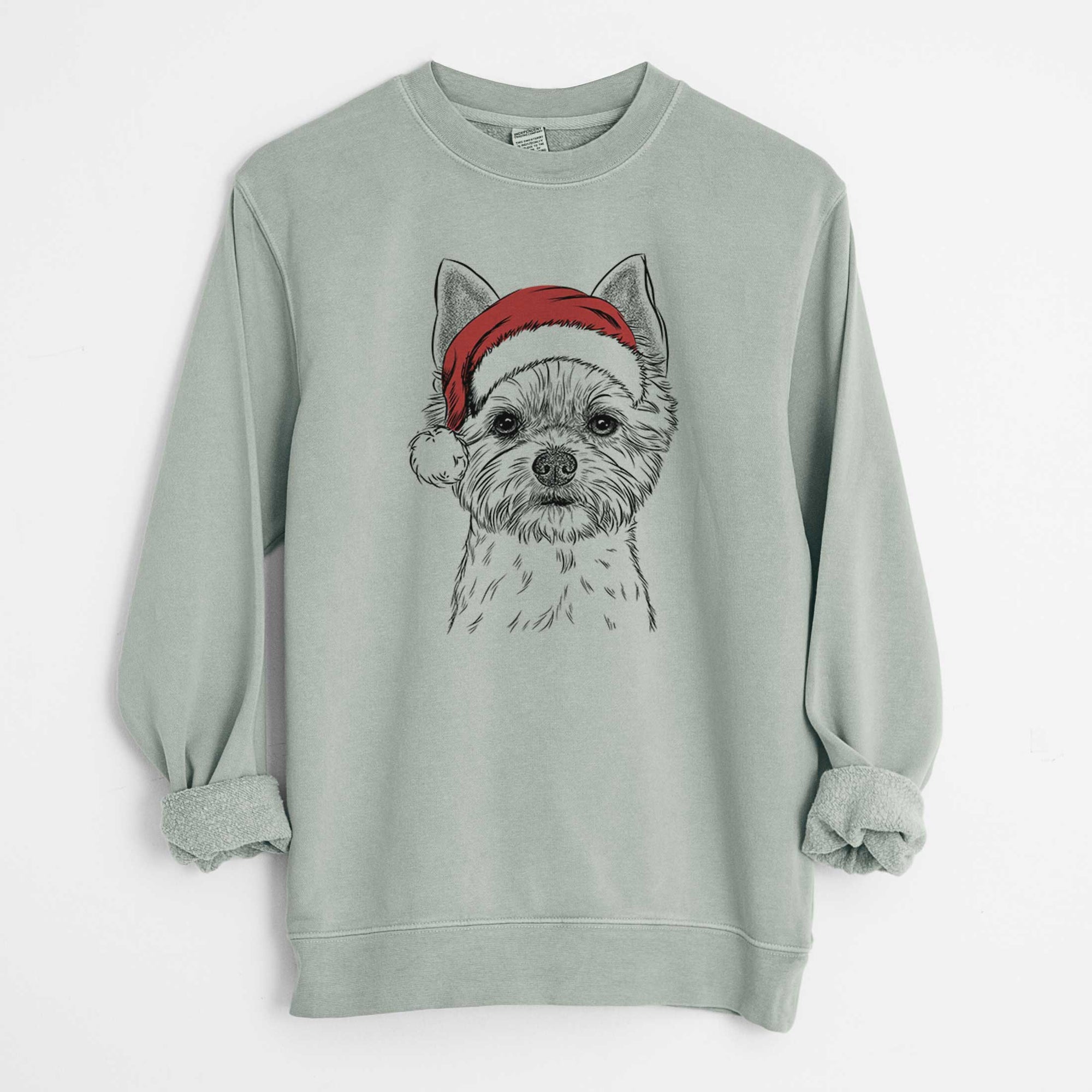 Santa Chewy the Yorkshire Terrier - Unisex Pigment Dyed Crew Sweatshirt