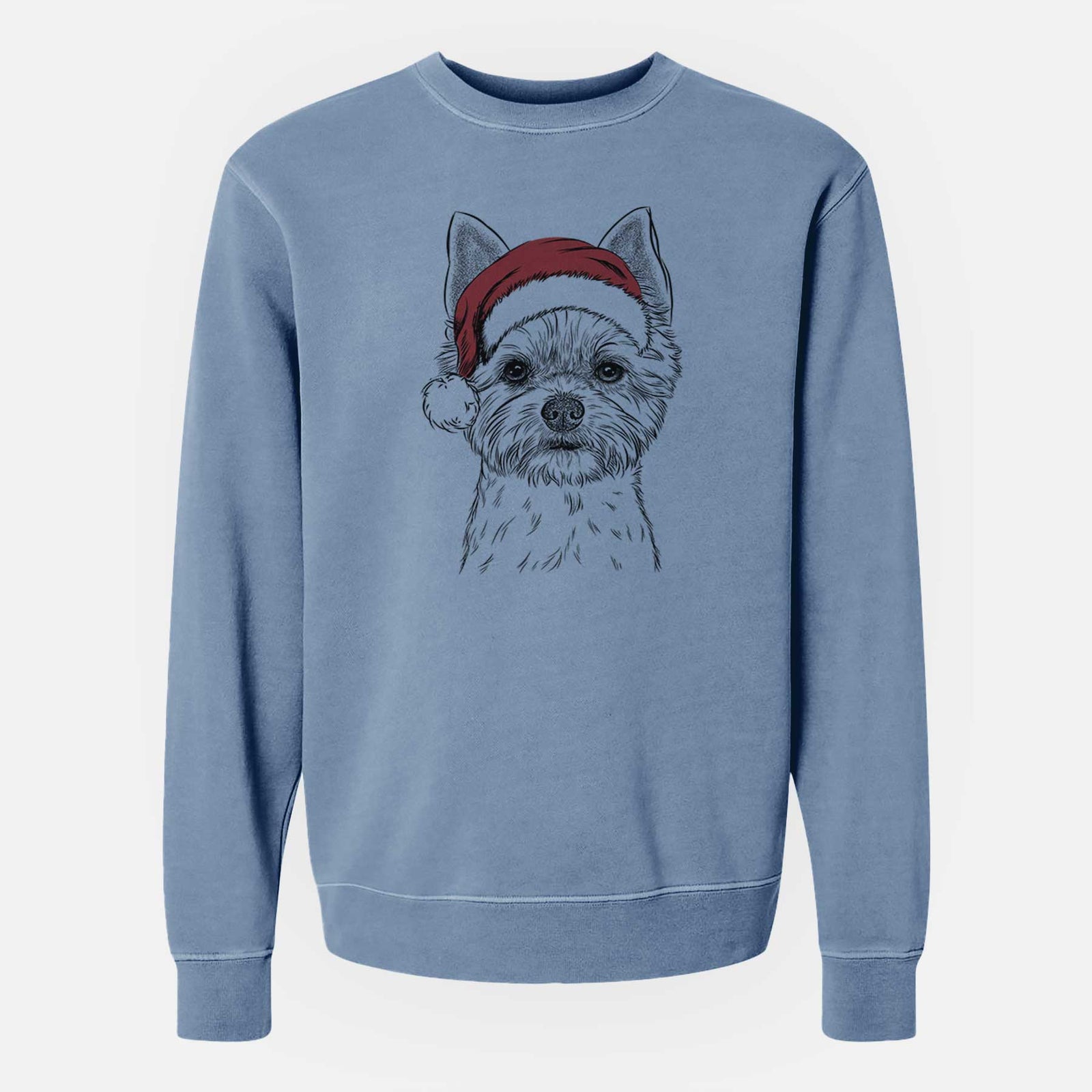 Santa Chewy the Yorkshire Terrier - Unisex Pigment Dyed Crew Sweatshirt