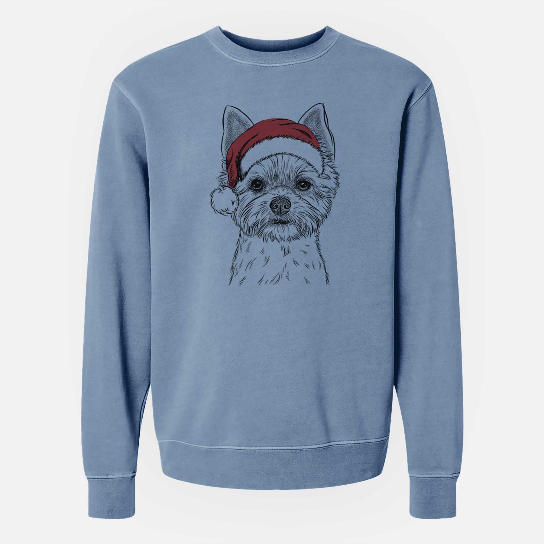 Santa Chewy the Yorkshire Terrier - Unisex Pigment Dyed Crew Sweatshirt