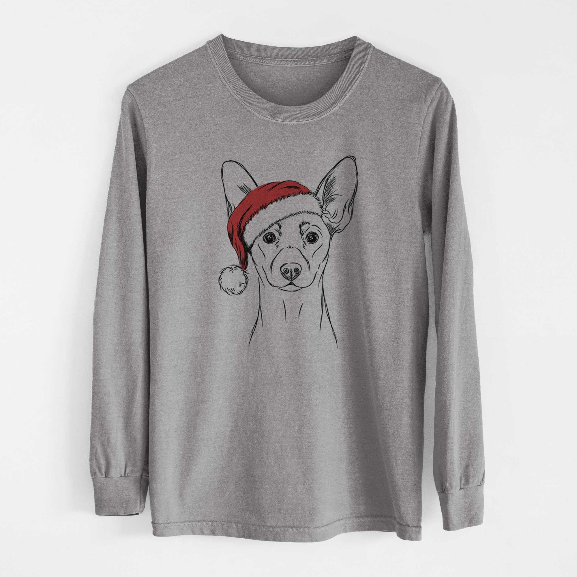 Santa Chillie the Mini Pinscher - Men's Heavyweight 100% Cotton Long Sleeve