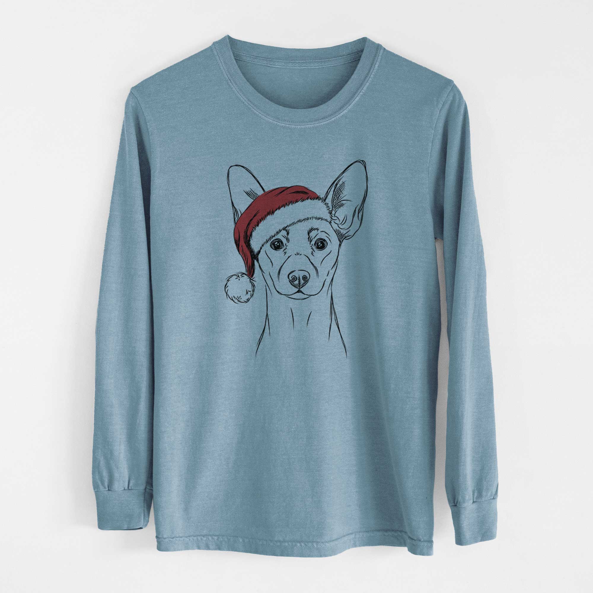 Santa Chillie the Mini Pinscher - Men's Heavyweight 100% Cotton Long Sleeve