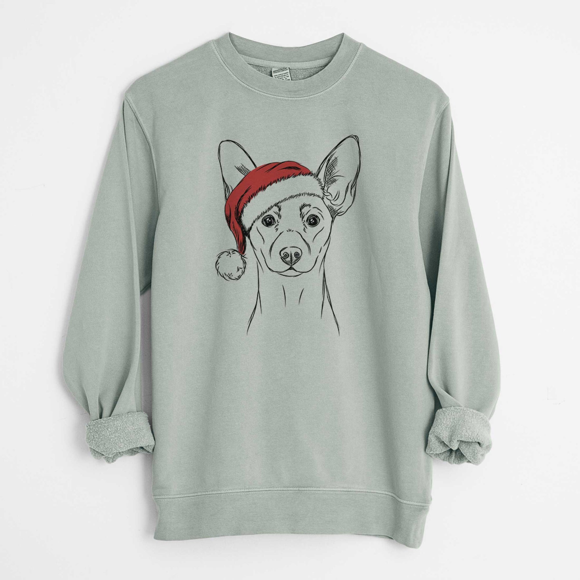 Santa Chillie the Mini Pinscher - Unisex Pigment Dyed Crew Sweatshirt