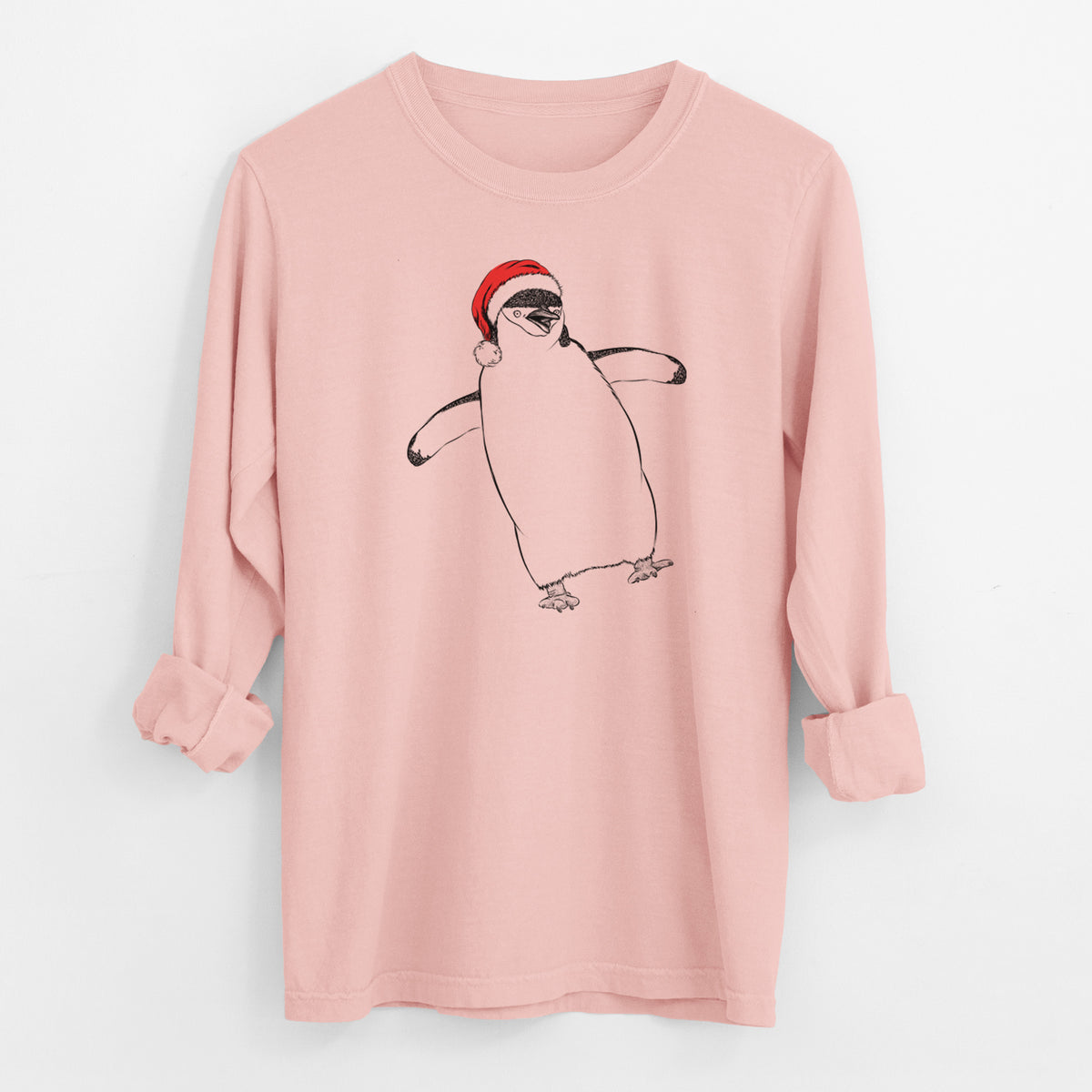 Santa Chive the Chinstrap Penguin - Men's Heavyweight 100% Cotton Long Sleeve