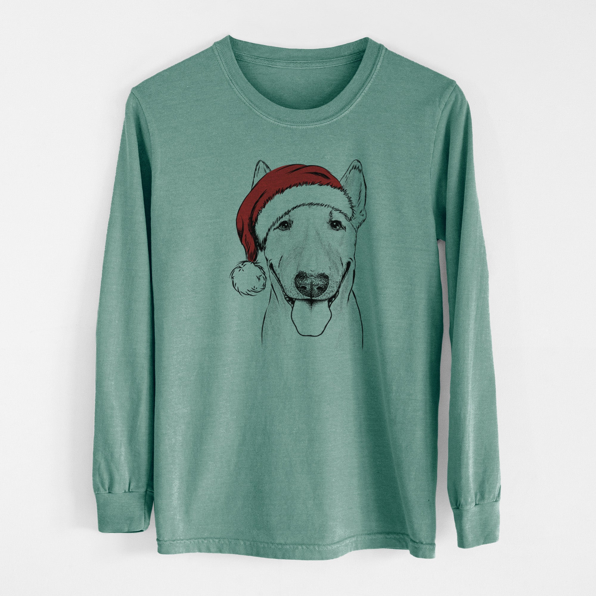 Santa Chloe the Bull Terrier - Men's Heavyweight 100% Cotton Long Sleeve