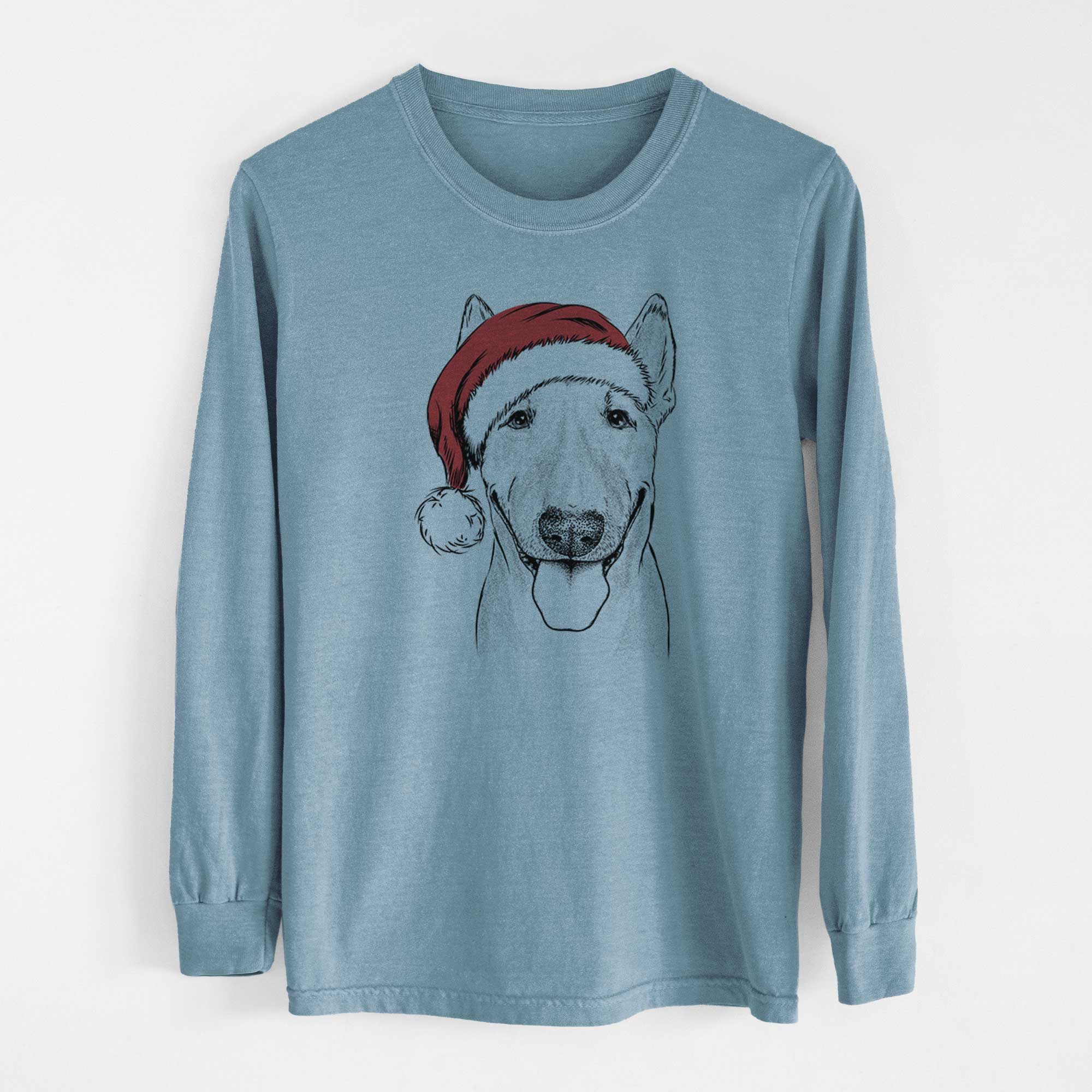 Santa Chloe the Bull Terrier - Men's Heavyweight 100% Cotton Long Sleeve