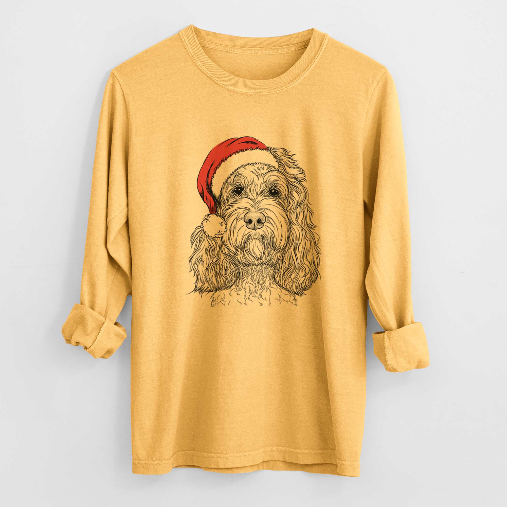 Santa Chloe the Cockapoo - Men's Heavyweight 100% Cotton Long Sleeve