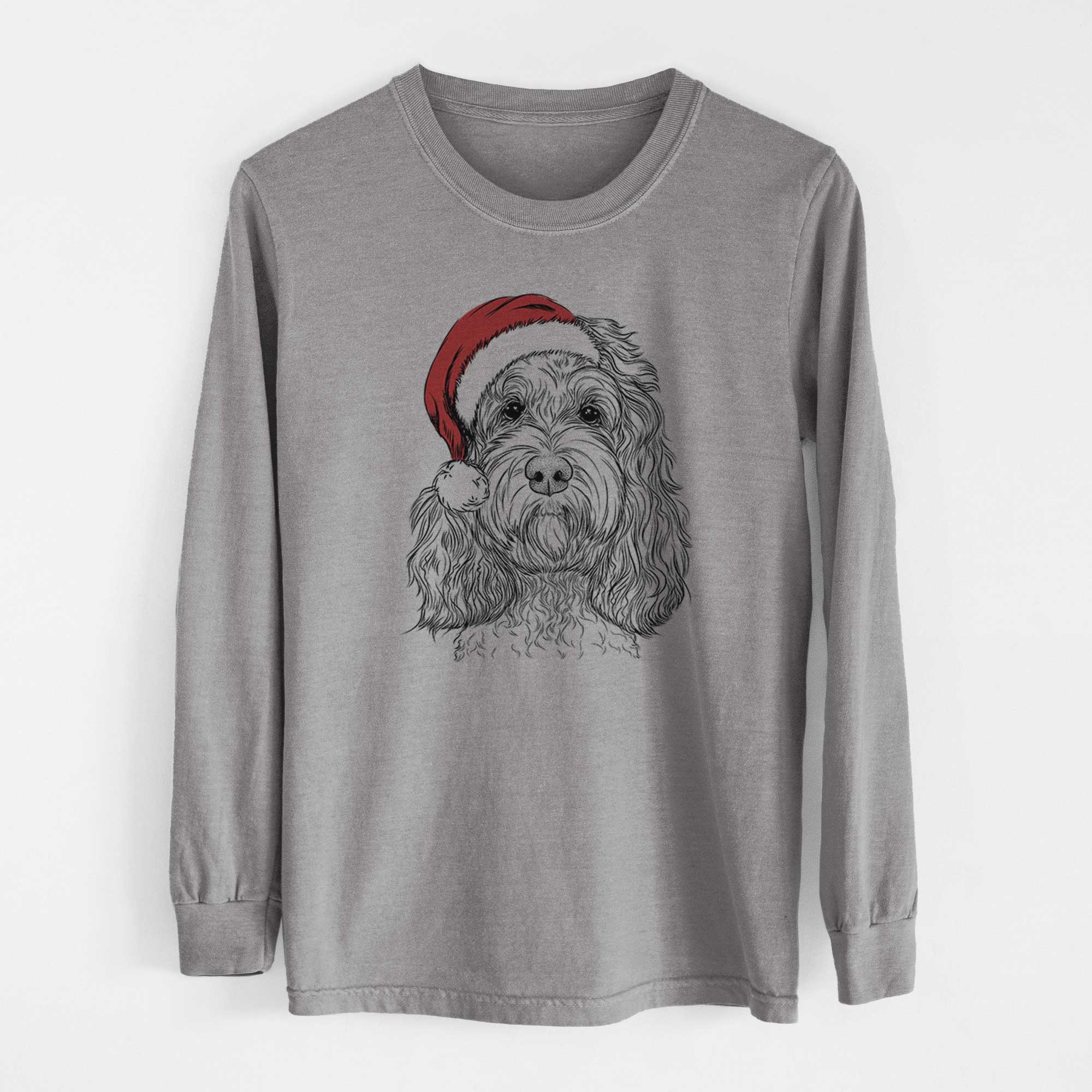 Santa Chloe the Cockapoo - Men's Heavyweight 100% Cotton Long Sleeve