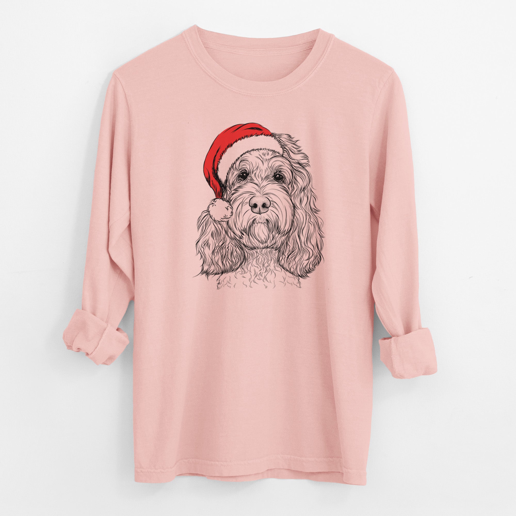 Santa Chloe the Cockapoo - Men's Heavyweight 100% Cotton Long Sleeve