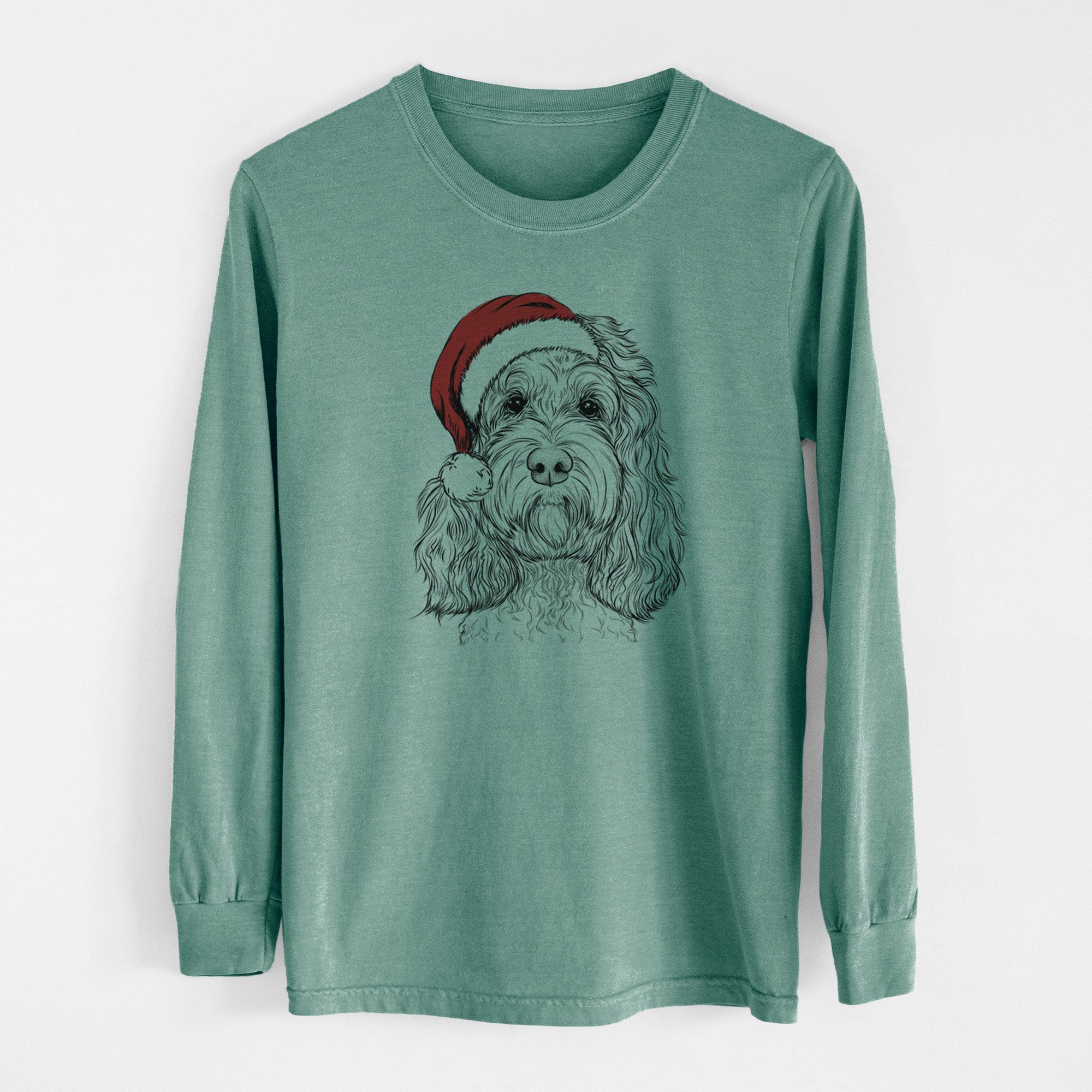 Santa Chloe the Cockapoo - Men's Heavyweight 100% Cotton Long Sleeve