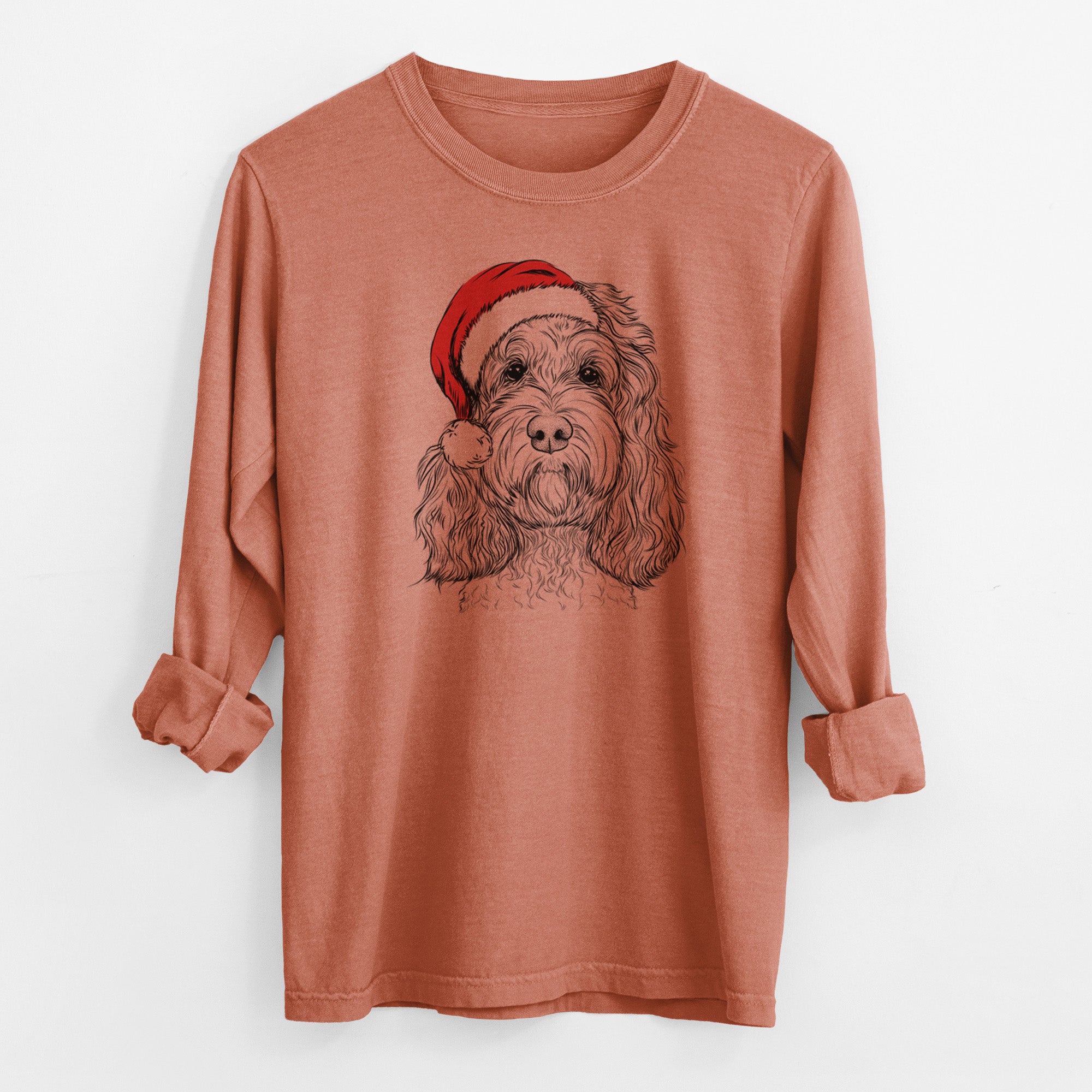 Santa Chloe the Cockapoo - Men's Heavyweight 100% Cotton Long Sleeve