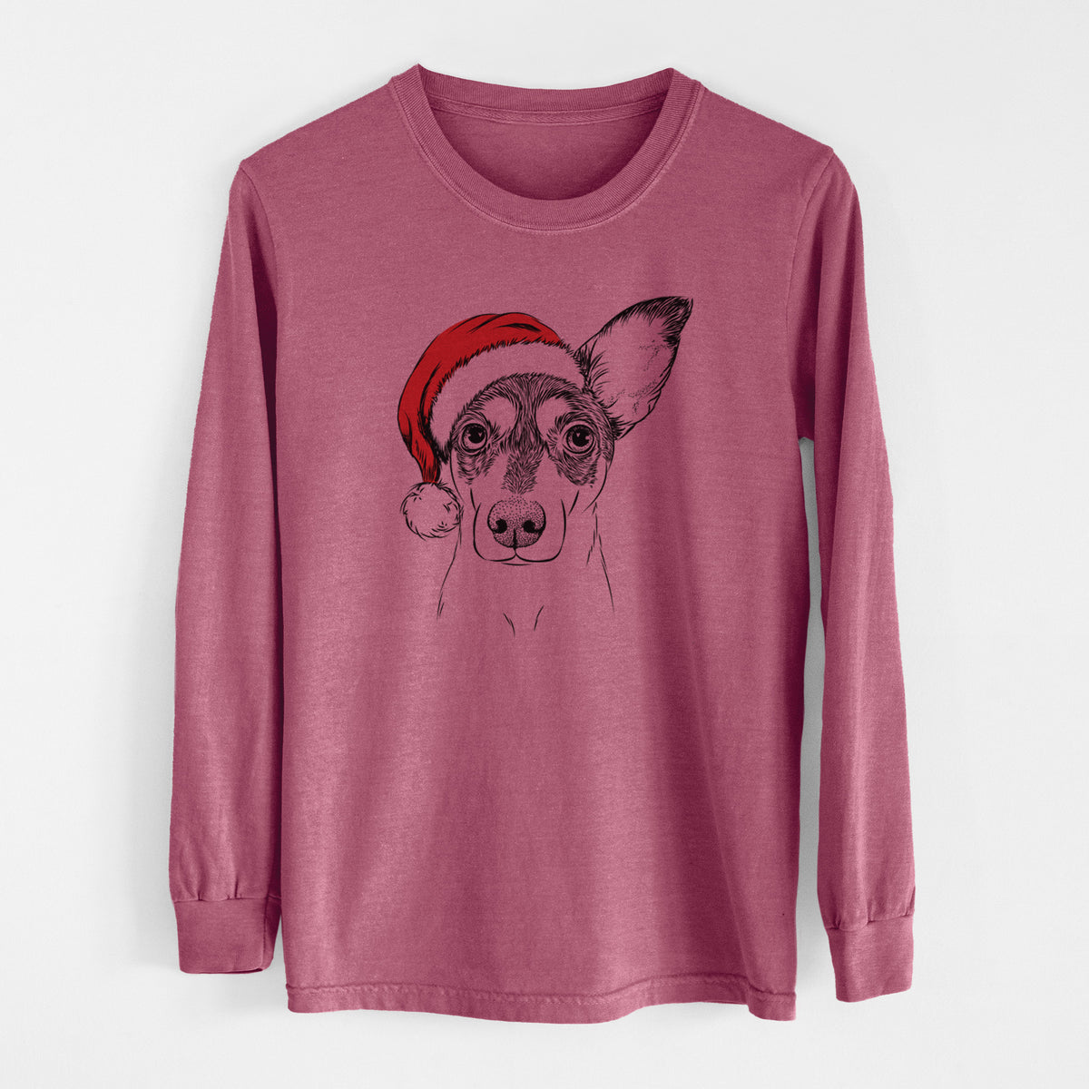 Santa Chloe the Doxie Mix - Men&#39;s Heavyweight 100% Cotton Long Sleeve