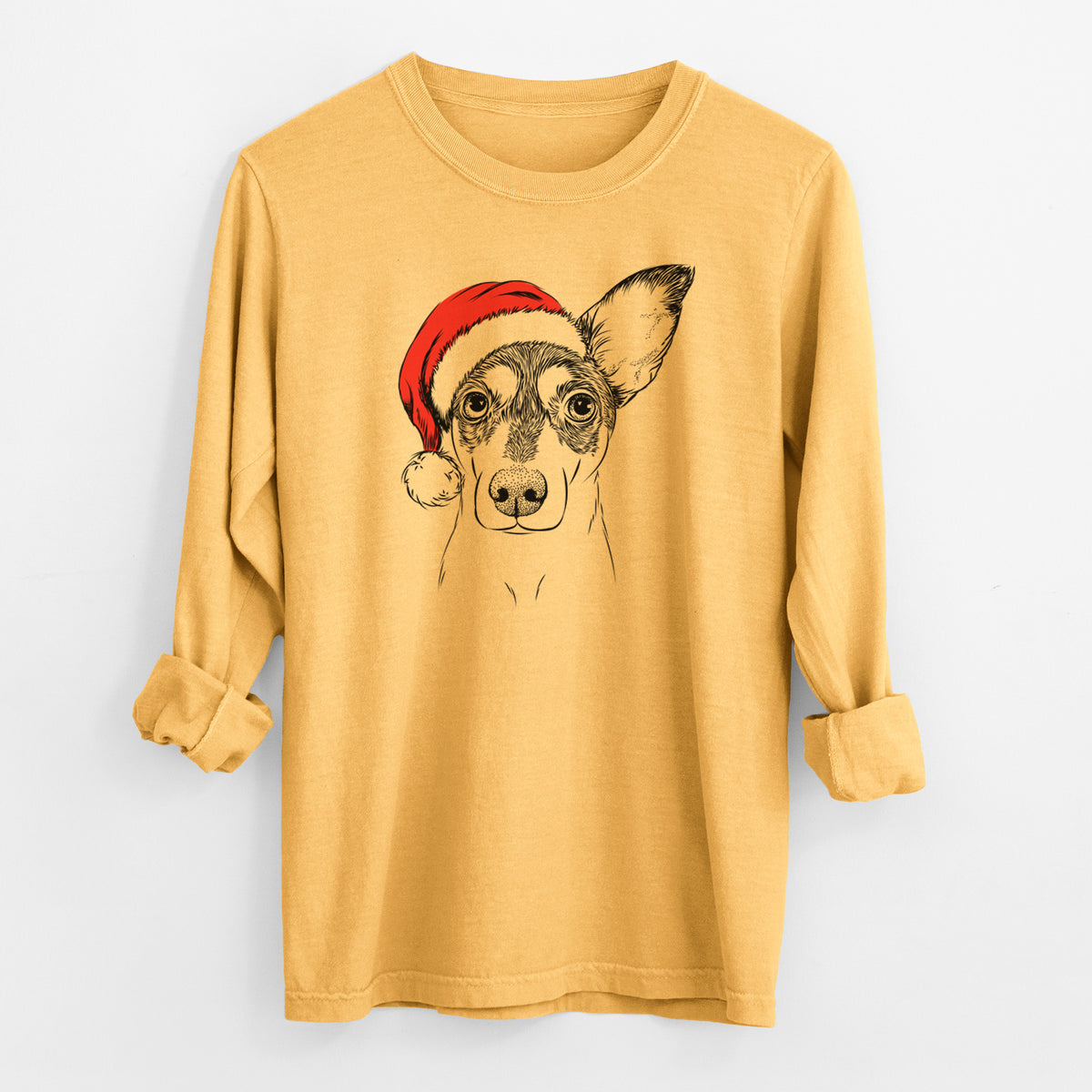 Santa Chloe the Doxie Mix - Men's Heavyweight 100% Cotton Long Sleeve