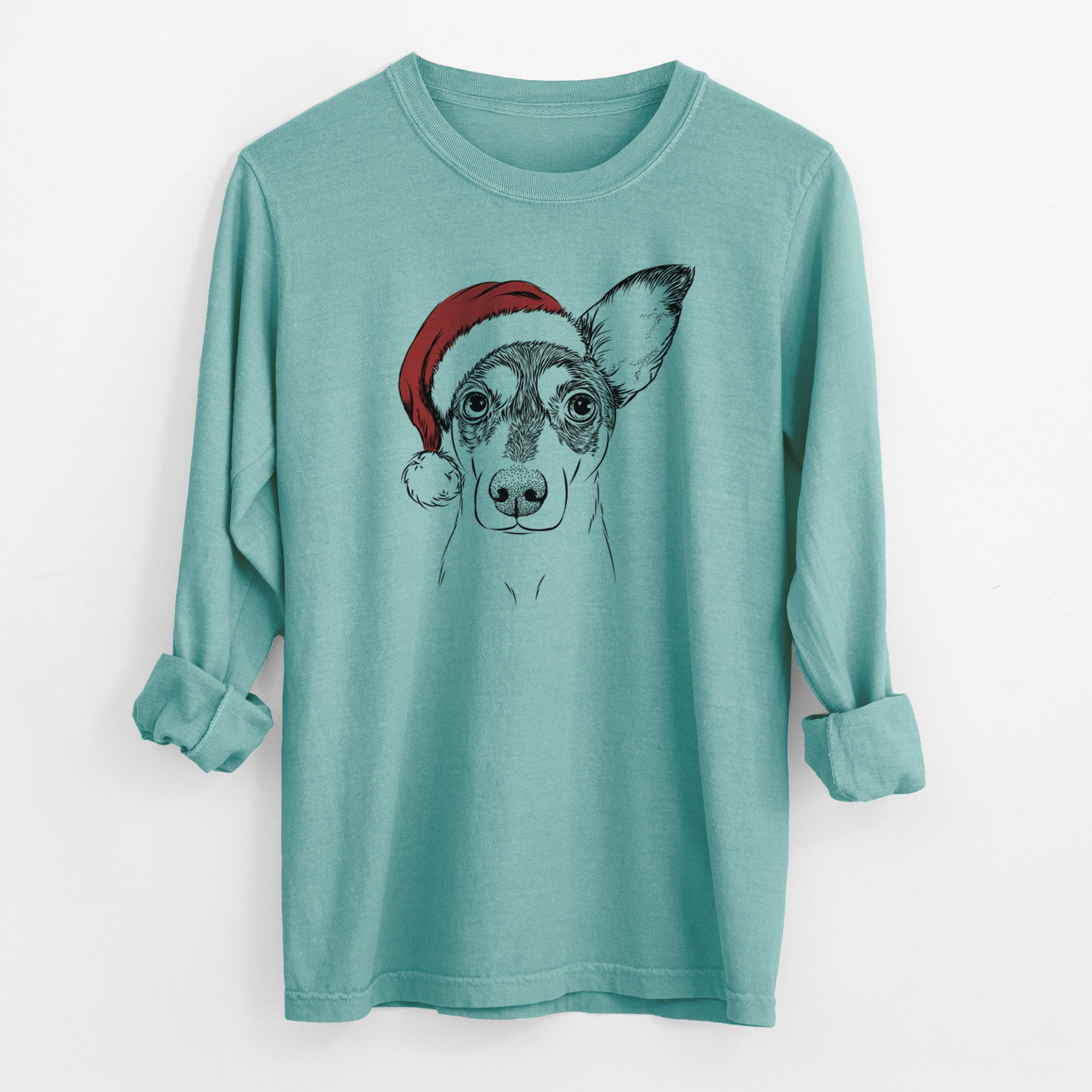 Santa Chloe the Doxie Mix - Men's Heavyweight 100% Cotton Long Sleeve