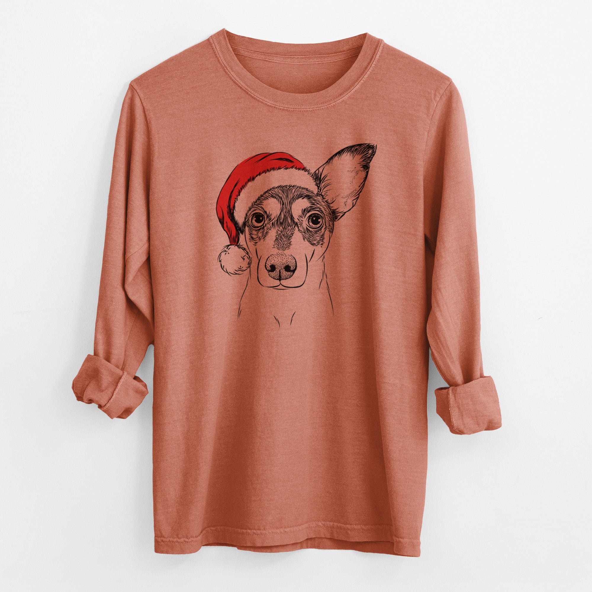 Santa Chloe the Doxie Mix - Men's Heavyweight 100% Cotton Long Sleeve