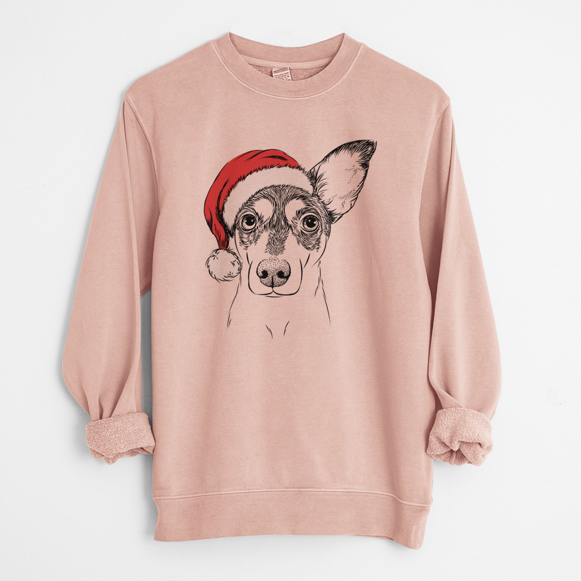 Santa Chloe the Doxie Mix - Unisex Pigment Dyed Crew Sweatshirt