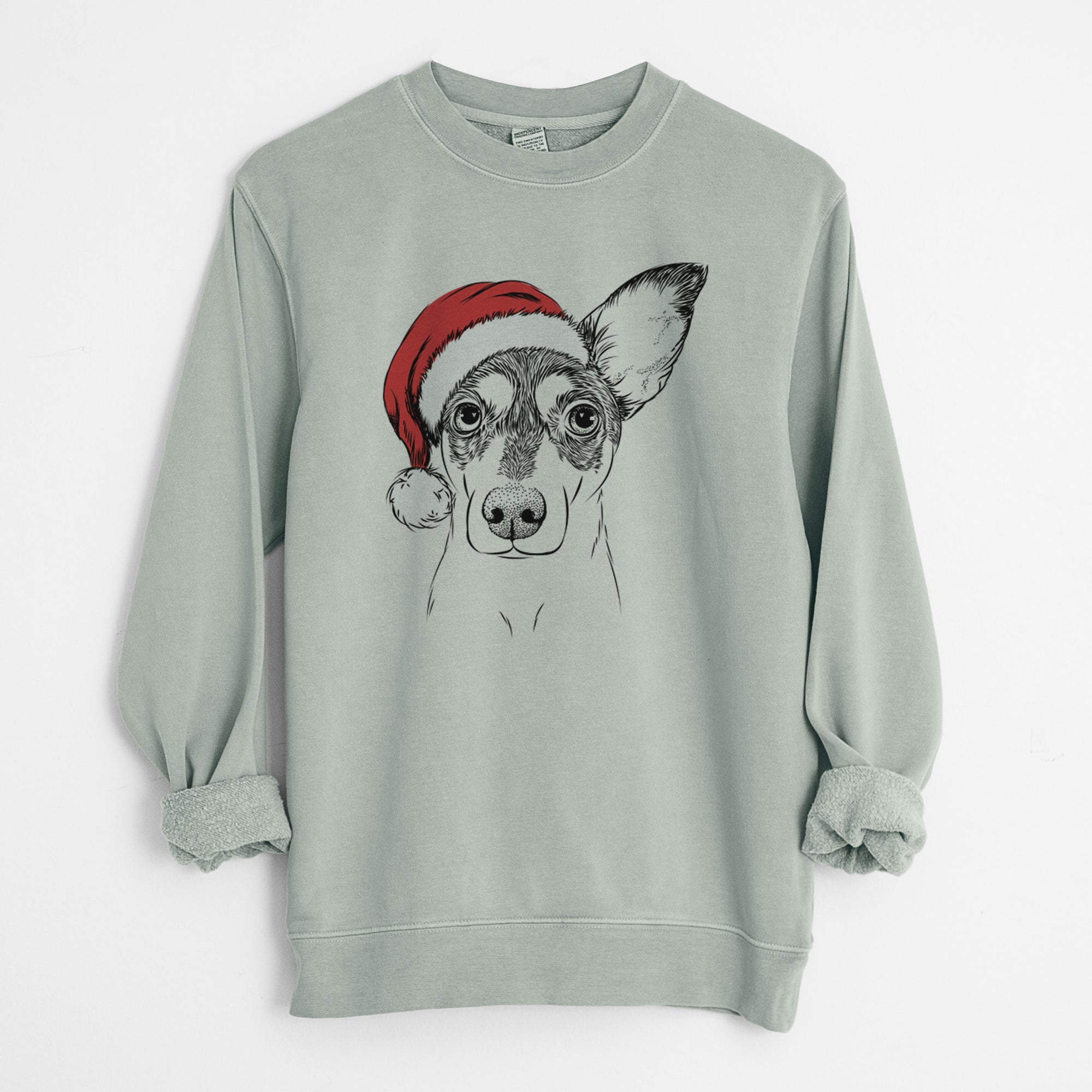 Santa Chloe the Doxie Mix - Unisex Pigment Dyed Crew Sweatshirt