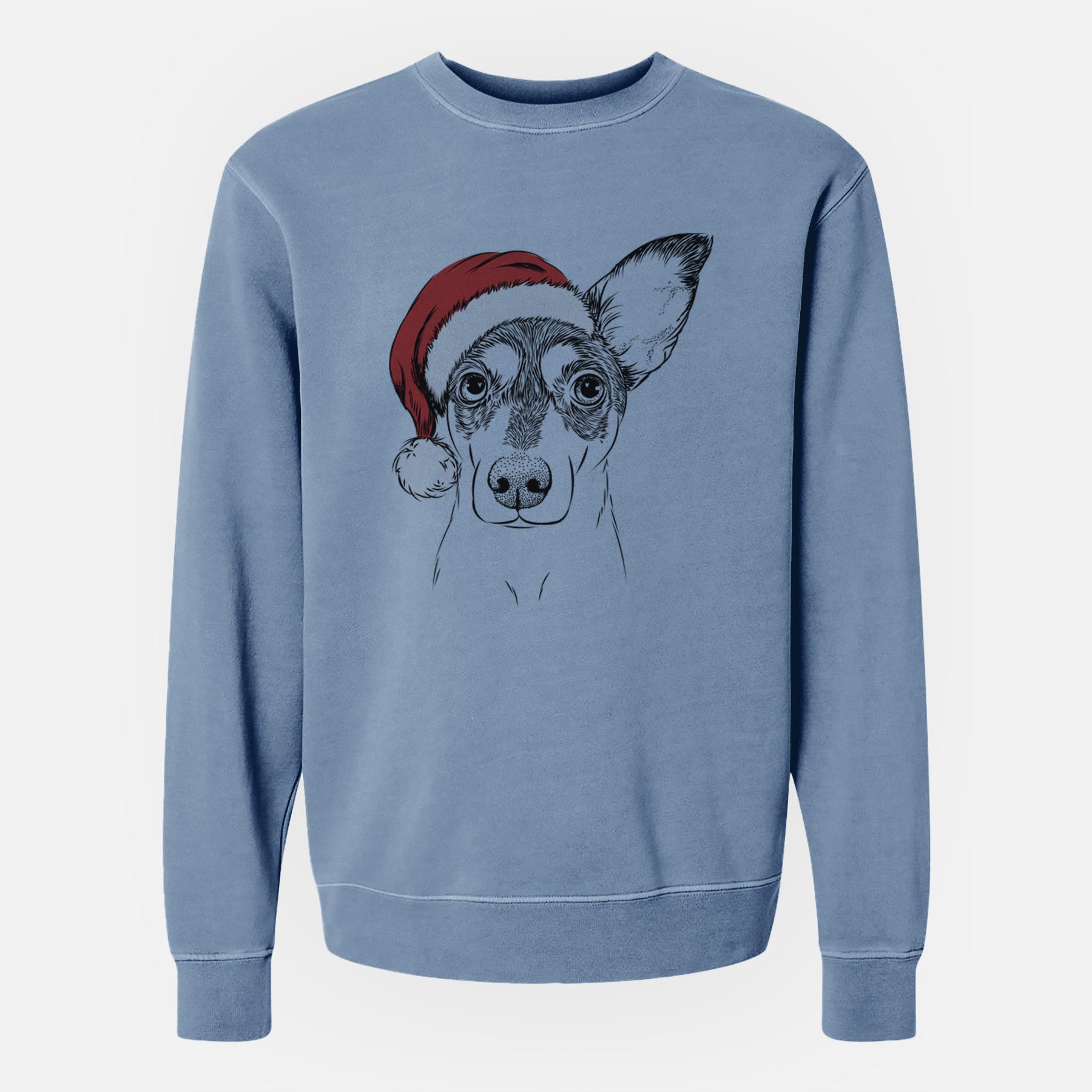 Santa Chloe the Doxie Mix - Unisex Pigment Dyed Crew Sweatshirt