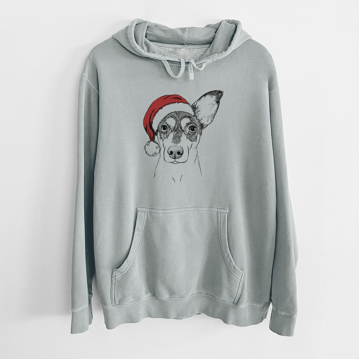 Santa Hat Chloe the Doxie Mix - Unisex Pigment Dyed Hoodie
