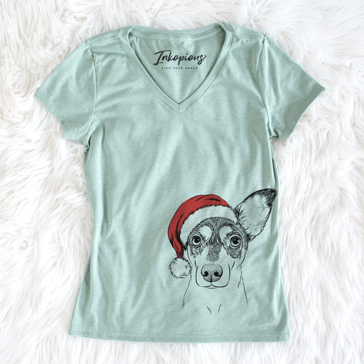 Santa Chloe the Doxie Mix - Women&#39;s Perfect V-neck Shirt