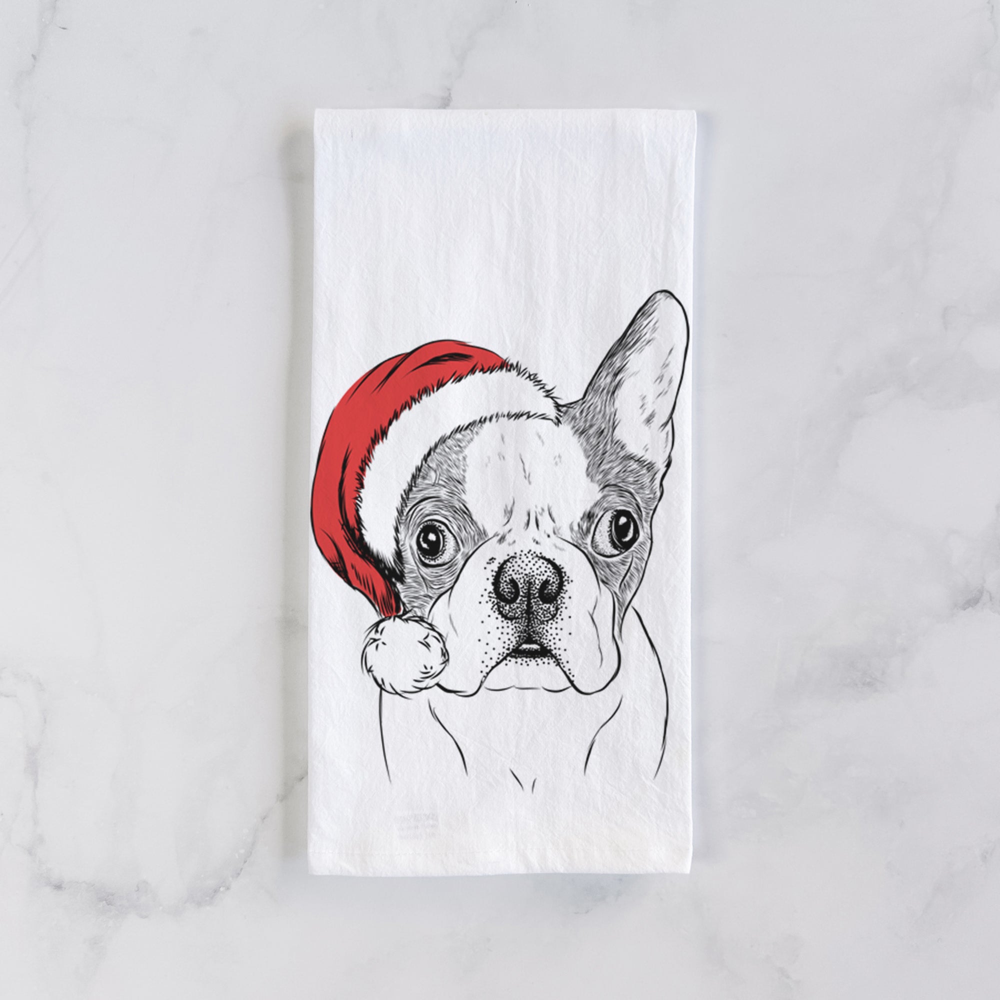 Chocolate Chip the Boston Terrier Tea Towel