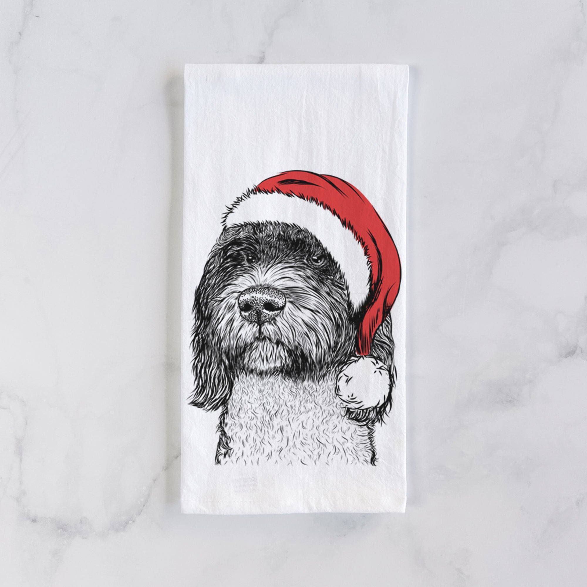 Chris the Portuguese Water Dog Tea Towel