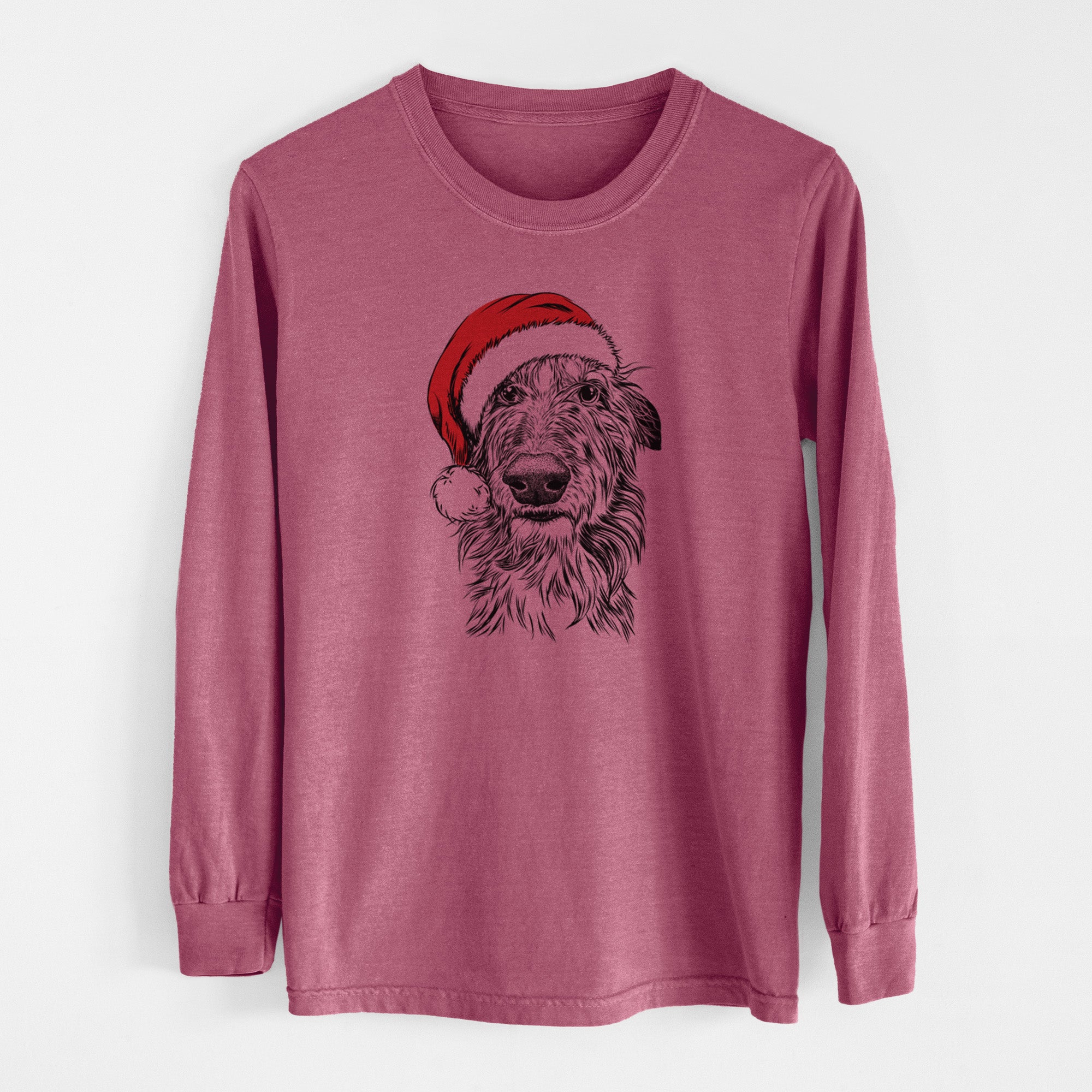 Santa Cleod the Scottish Deerhound - Men's Heavyweight 100% Cotton Long Sleeve