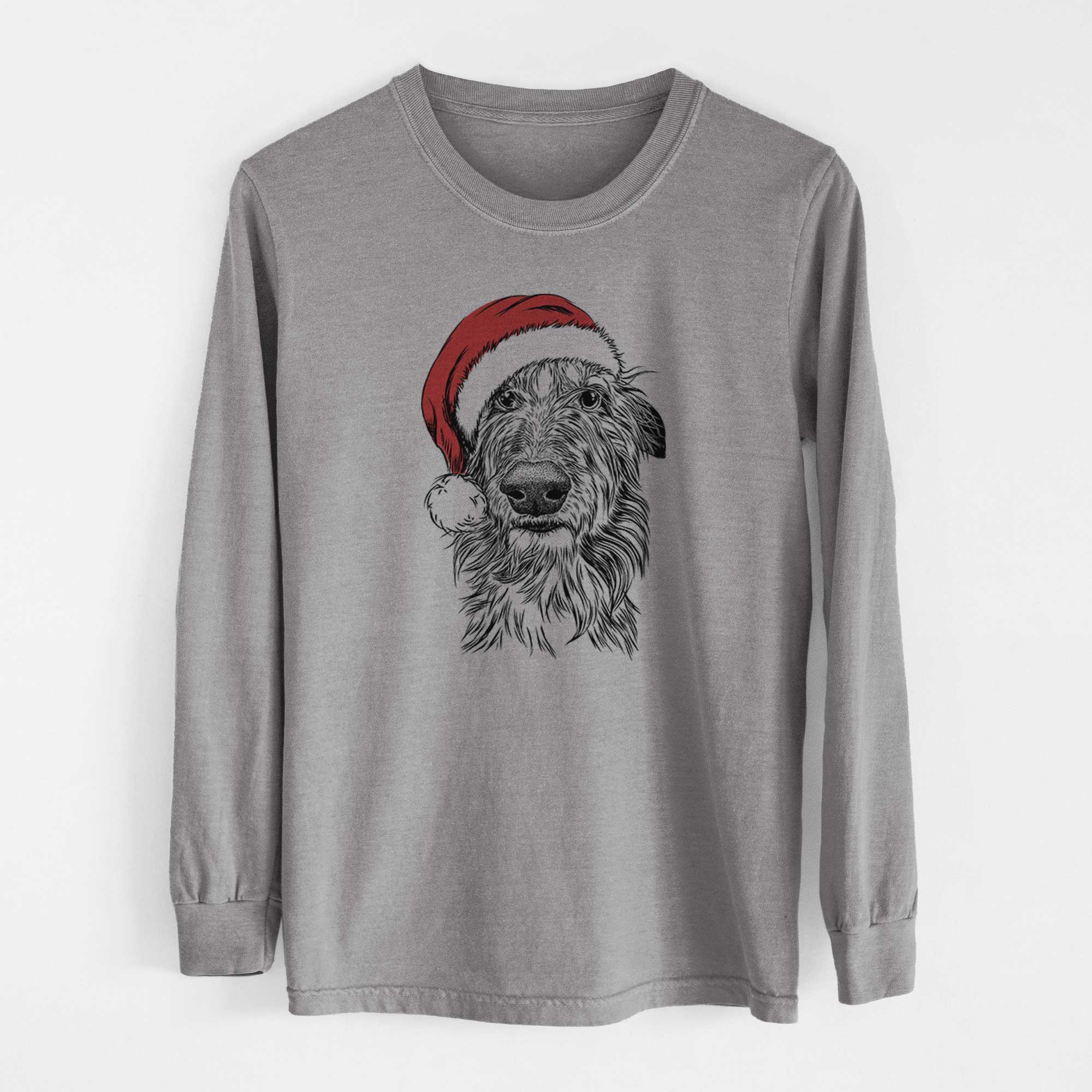 Santa Cleod the Scottish Deerhound - Men's Heavyweight 100% Cotton Long Sleeve