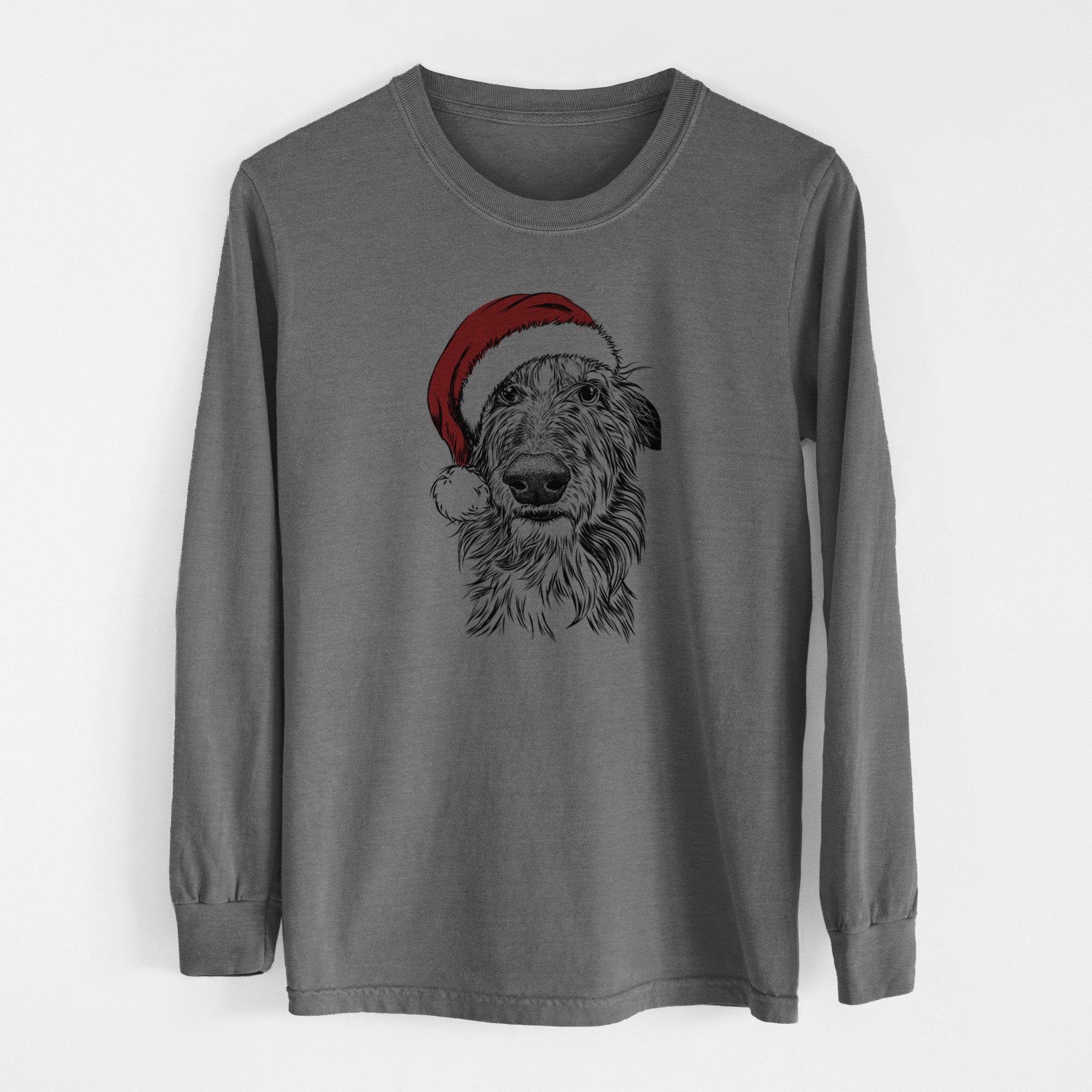 Santa Cleod the Scottish Deerhound - Men's Heavyweight 100% Cotton Long Sleeve