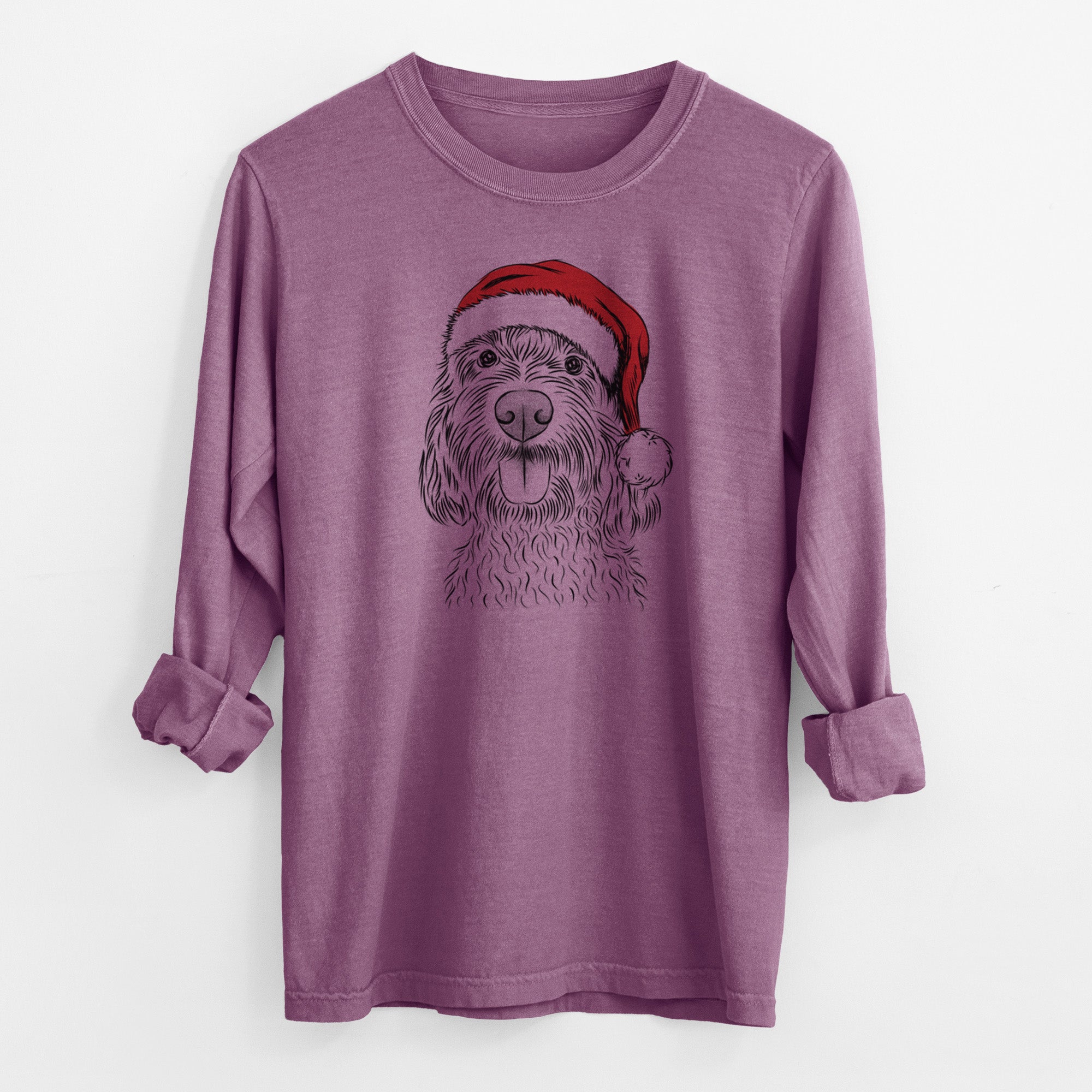 Santa Clover the Cockapoo - Men's Heavyweight 100% Cotton Long Sleeve