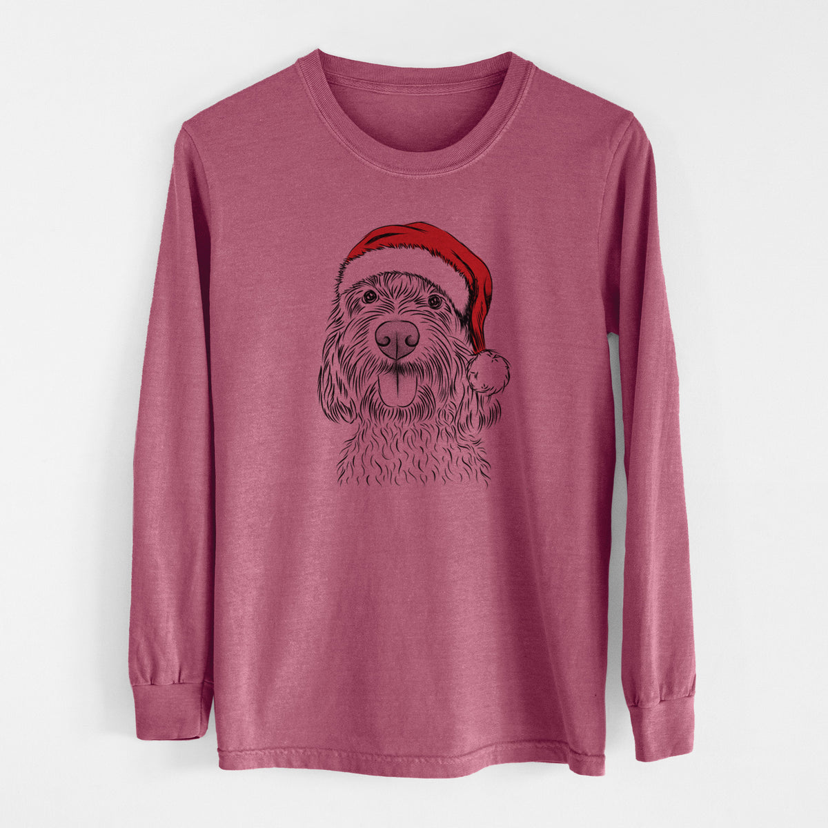 Santa Clover the Cockapoo - Men&#39;s Heavyweight 100% Cotton Long Sleeve