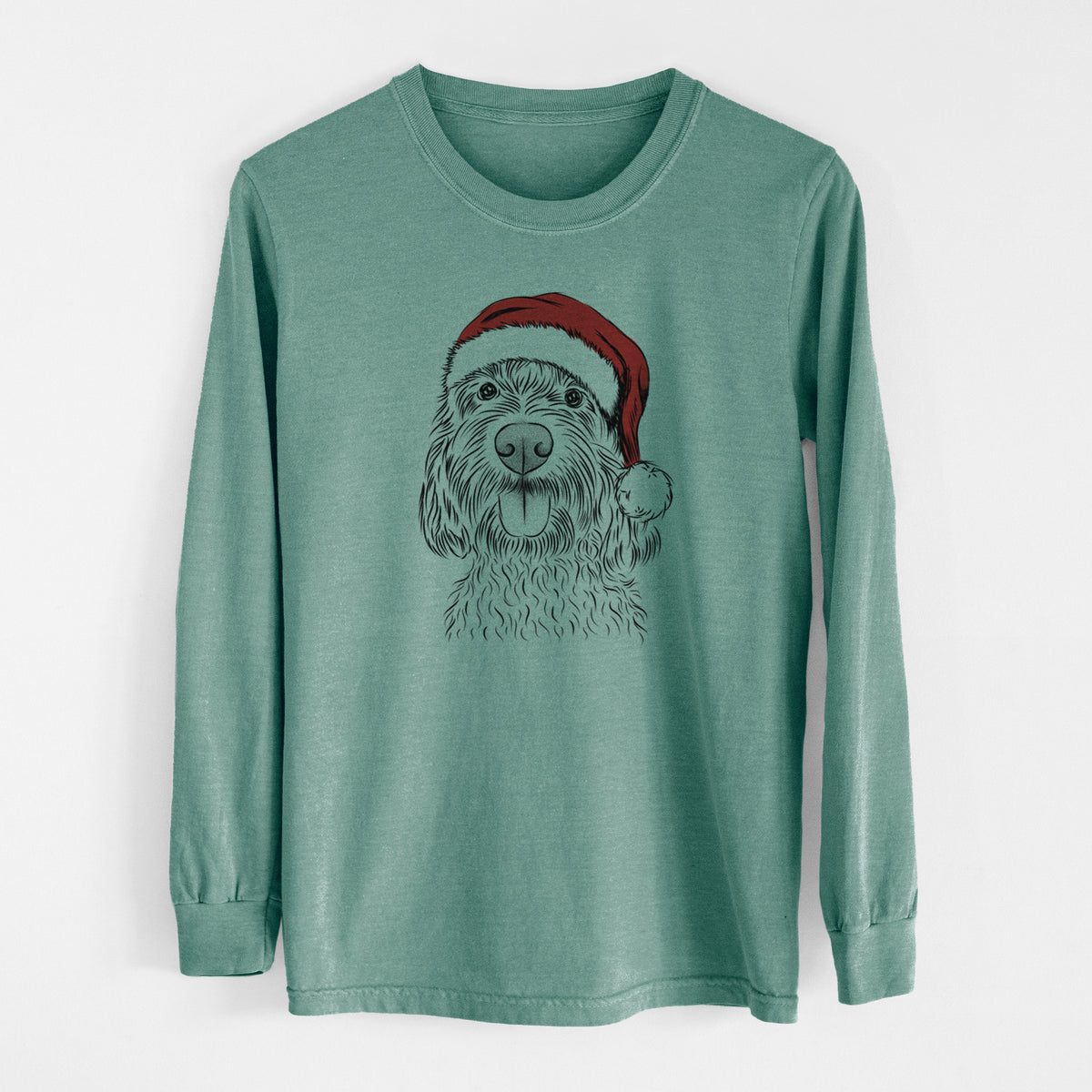 Santa Clover the Cockapoo - Men's Heavyweight 100% Cotton Long Sleeve