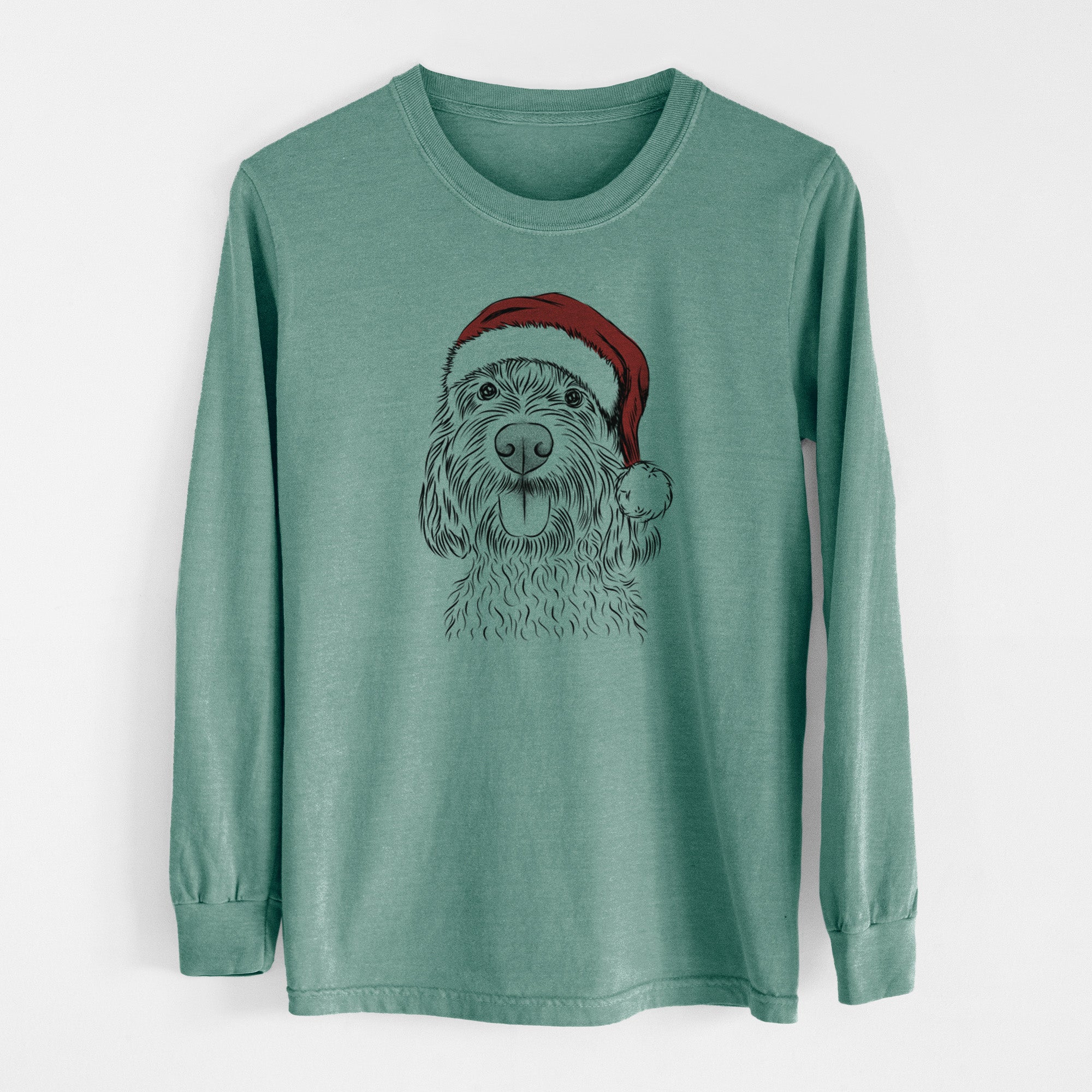 Santa Clover the Cockapoo - Men's Heavyweight 100% Cotton Long Sleeve