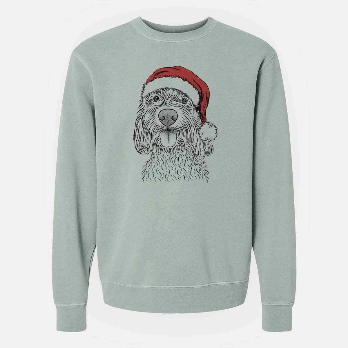Santa Clover the Cockapoo - Unisex Pigment Dyed Crew Sweatshirt